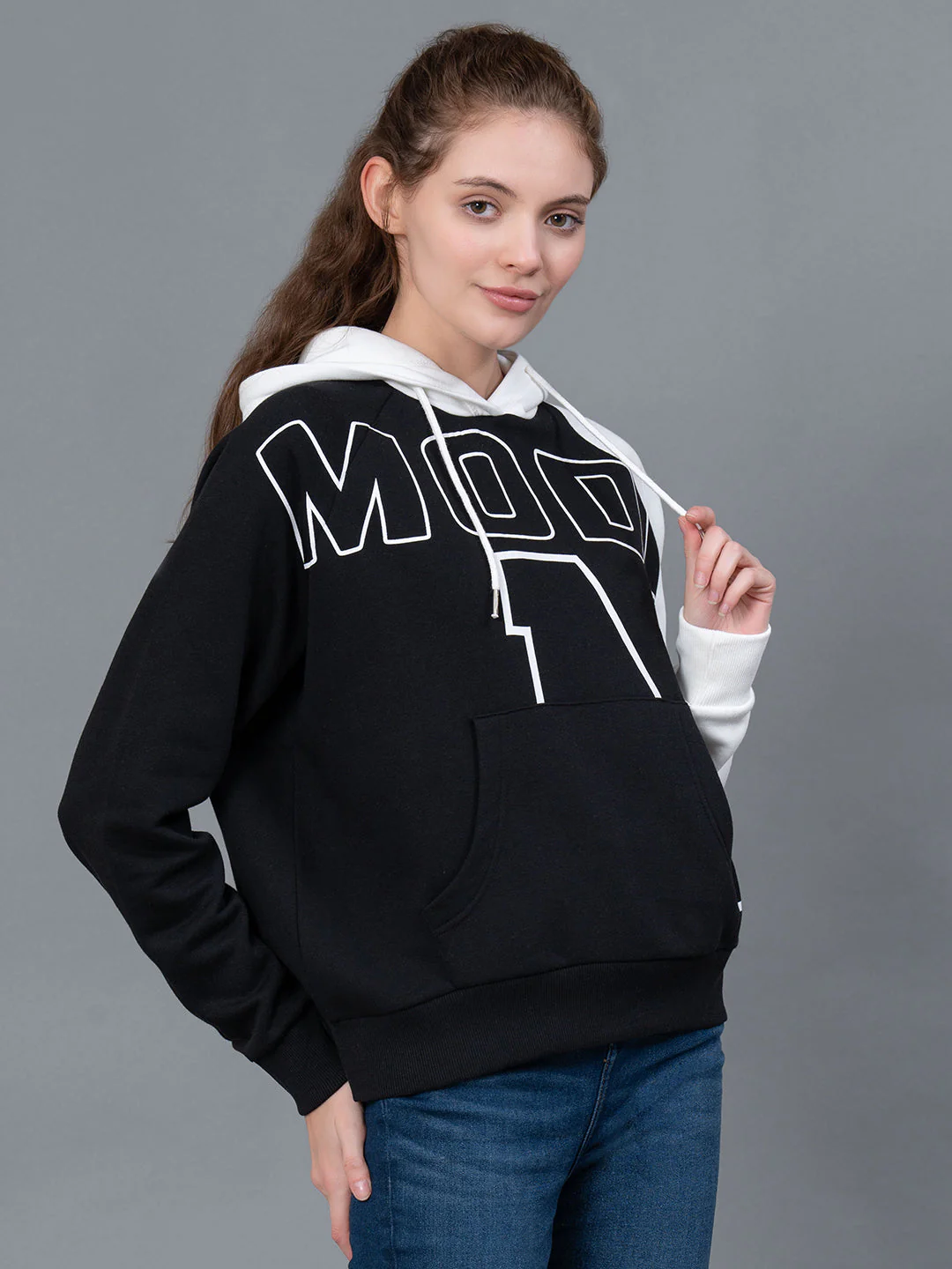 Black Graphic Print Cotton Poly Fleece Women's Hoodie - Image 6