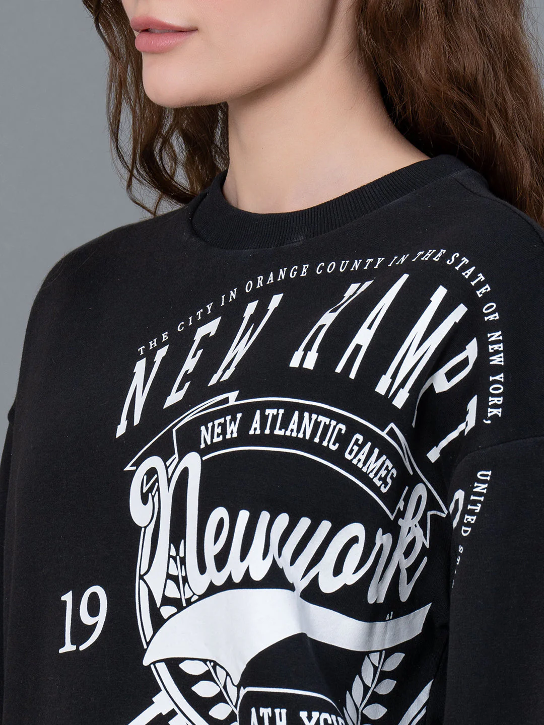 Black Graphic Printed Cotton Poly Fleece Women's Sweatshirt - Image 4