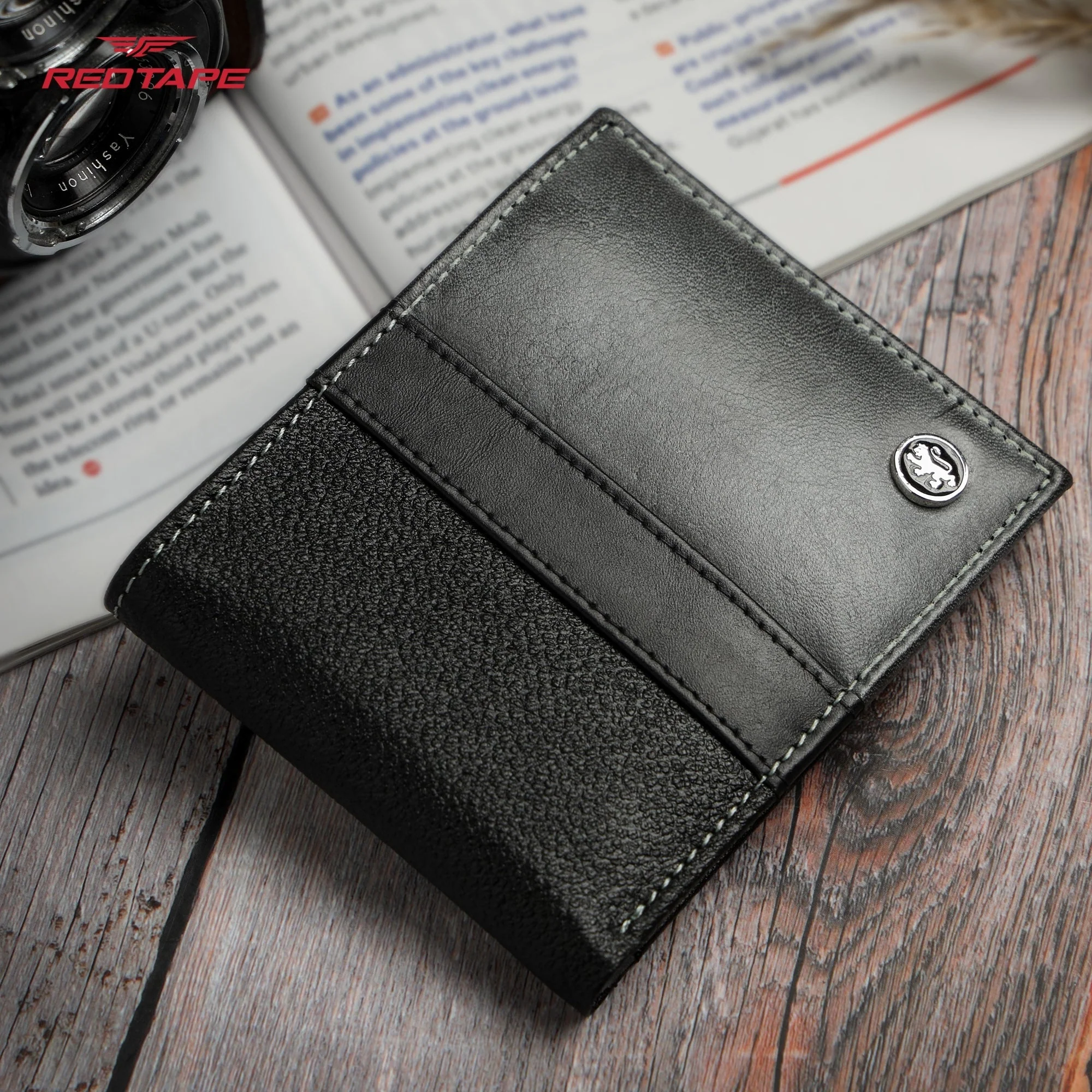 Black Grey Genuine Leather Wallet for Men - Image 3