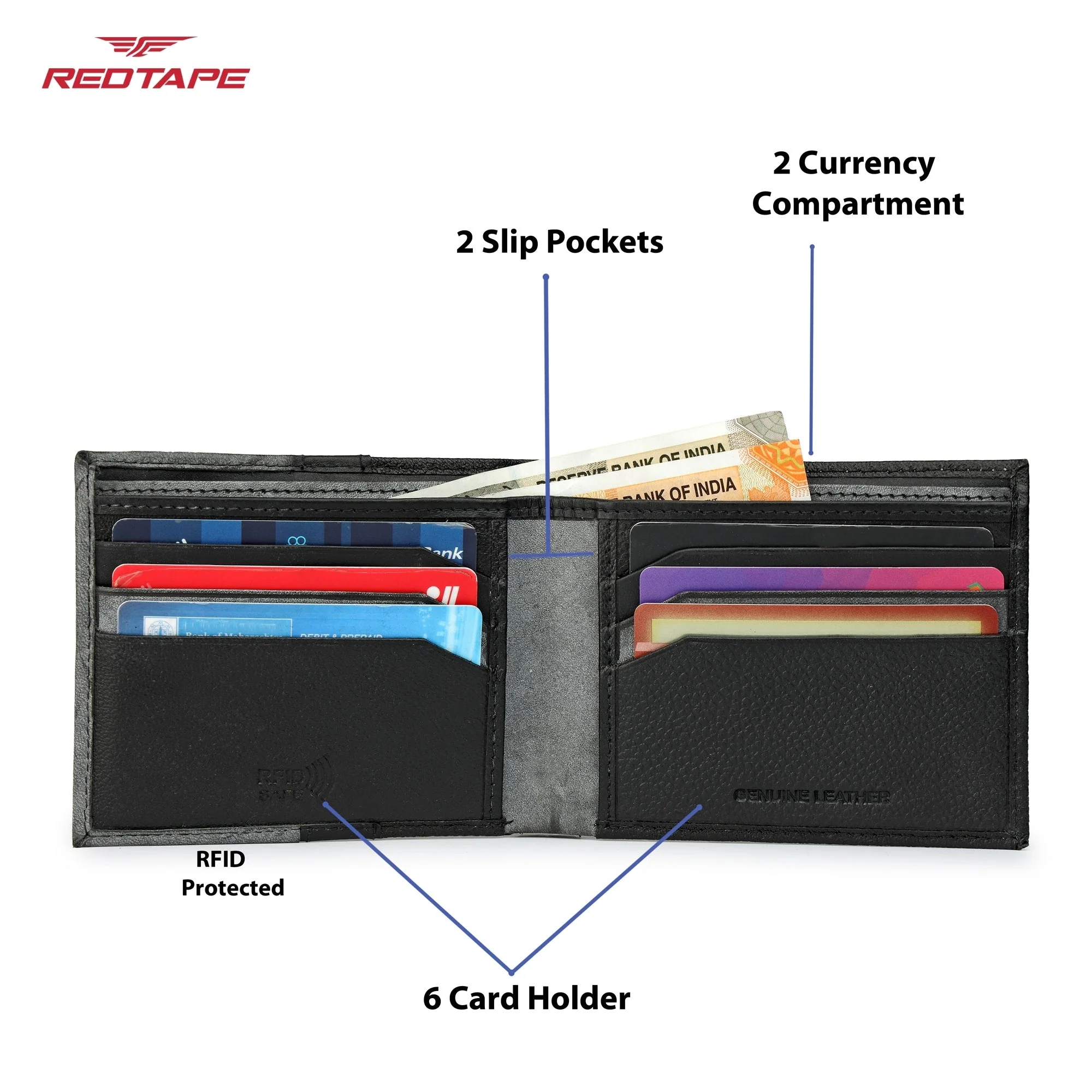 Black Grey Genuine Leather Wallet for Men - Image 5