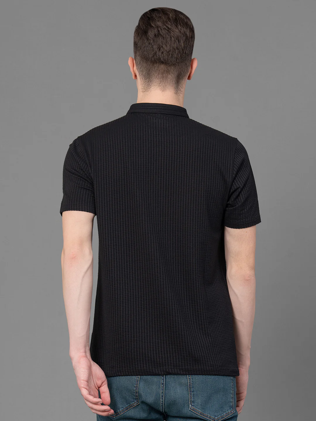 Black Henley T-Shirt for Men - Image 3