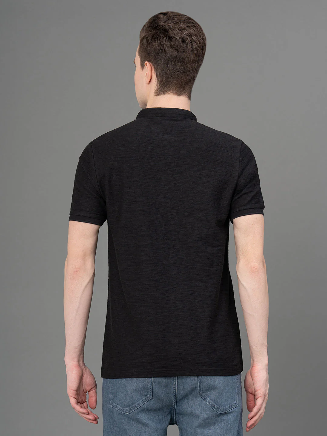 Black Henley T-Shirt for Men - Image 3