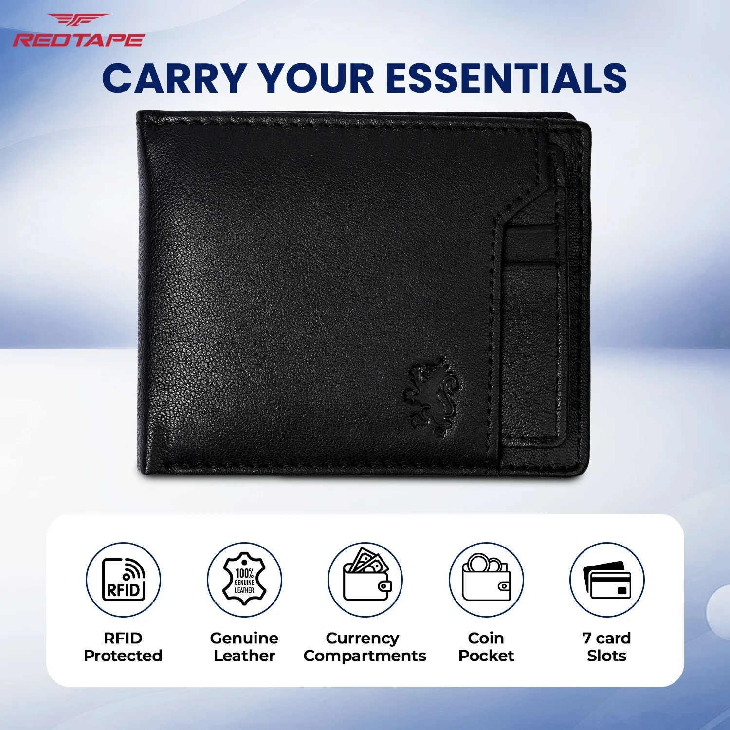 Black Men's Bifold Leather Wallet with RFID Blocking - Image 4