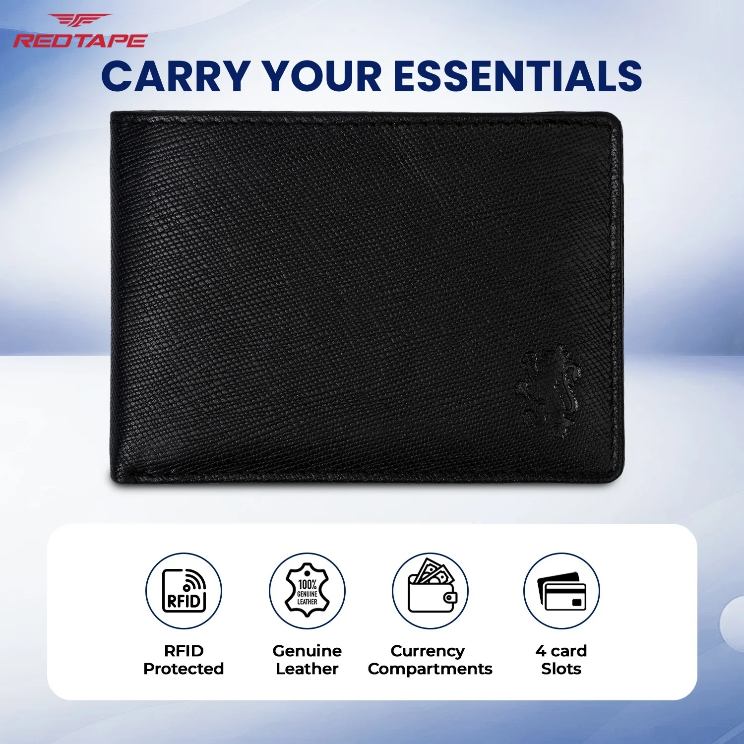 Black Men's Bifold Leather Wallet with RFID Blocking - Image 4