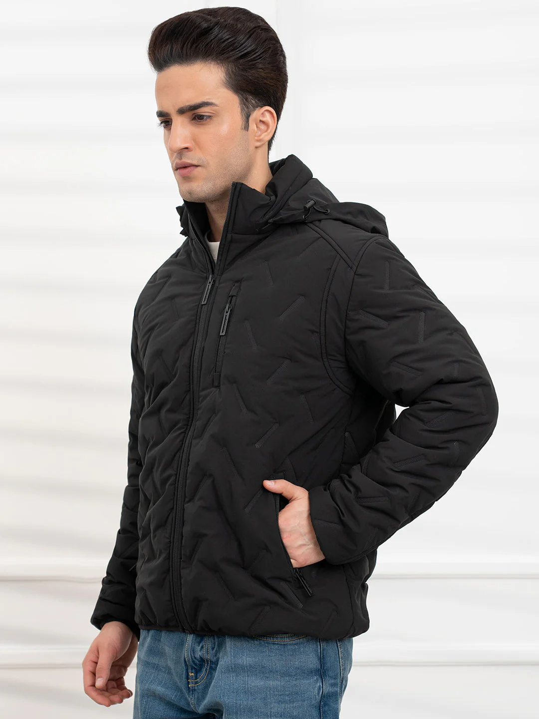 Black Men's Padded Jacket | All-Season Winter Protection - Image 3