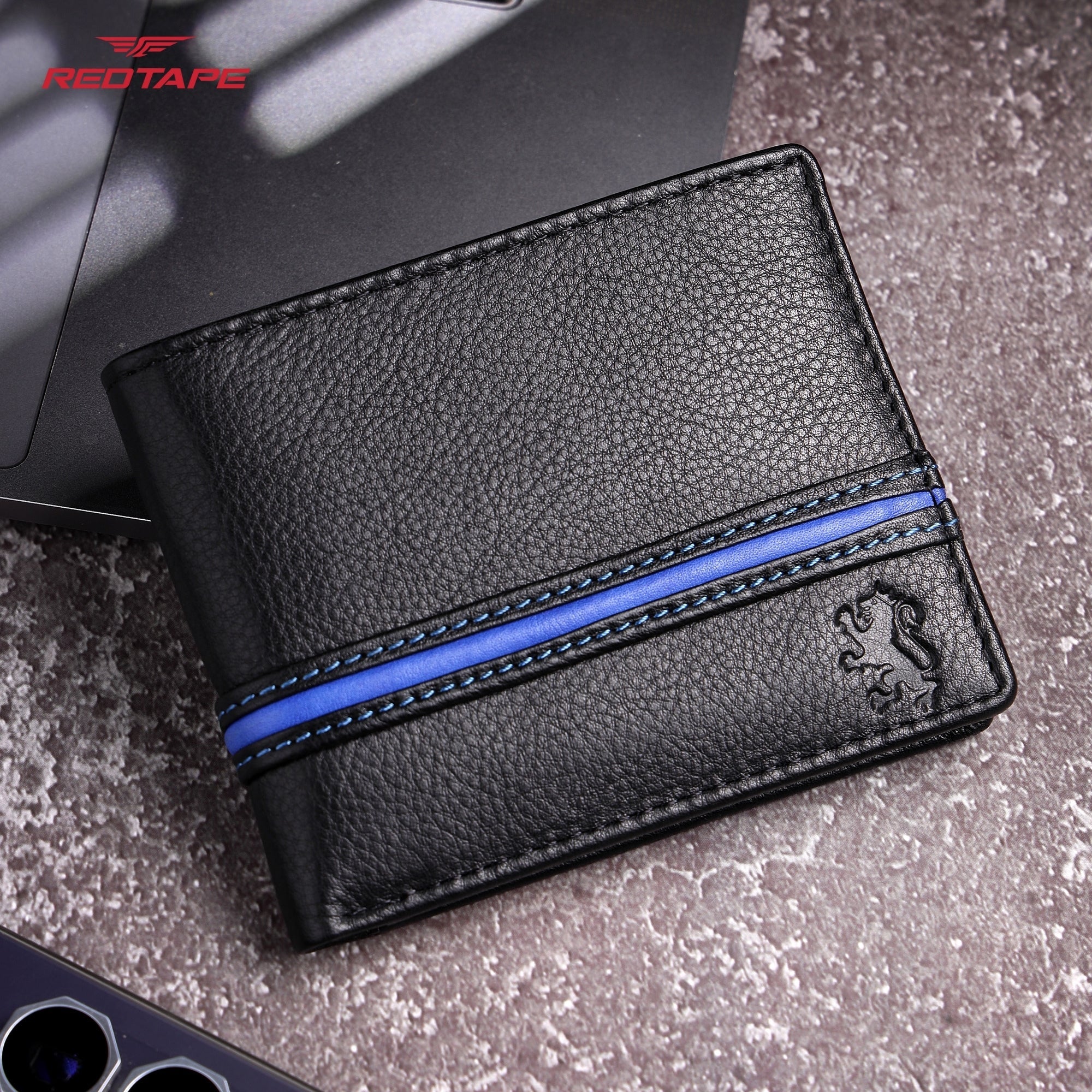 Black Navy Blue Genuine Leather Wallet for Men - Image 3