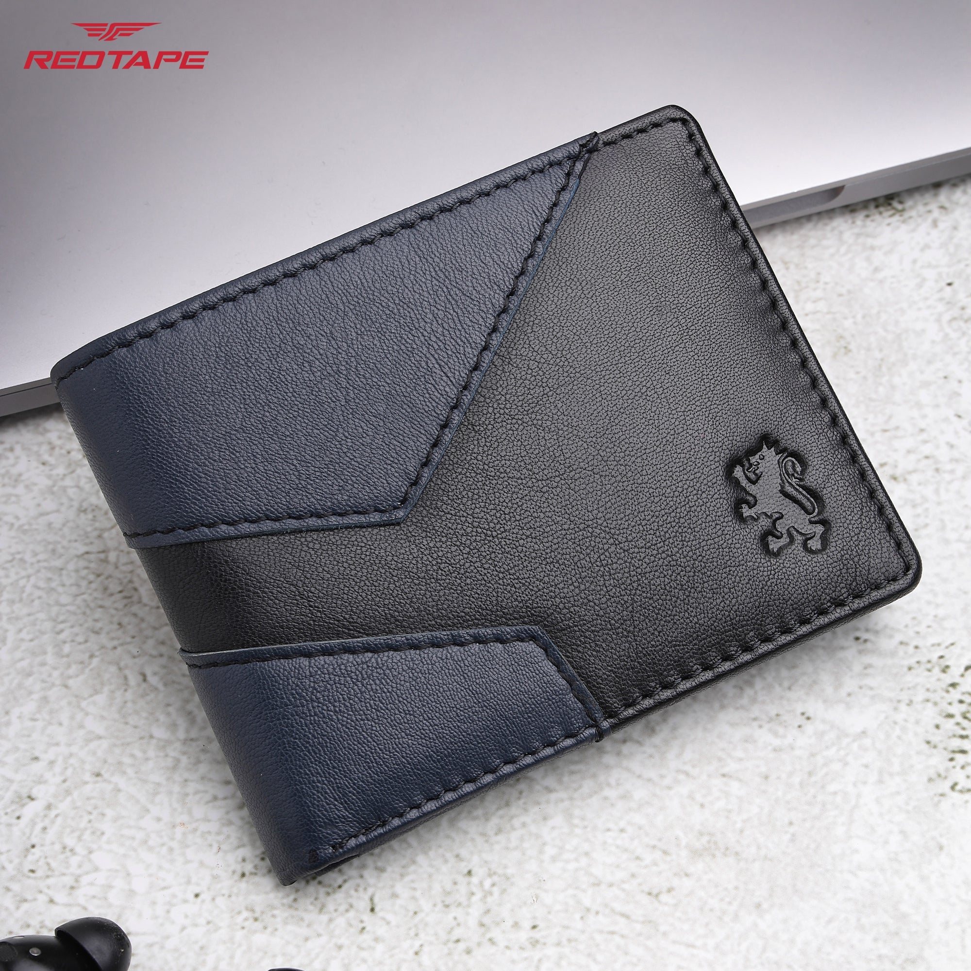 Black Navy Genuine Leather RFID Wallet for Men - Image 3