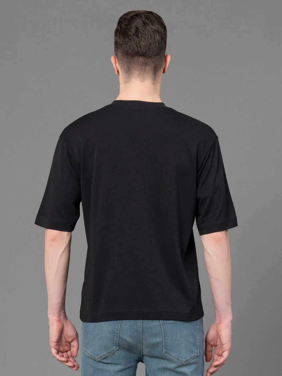 Black Oversized Round Neck T-Shirt for Men - Image 3