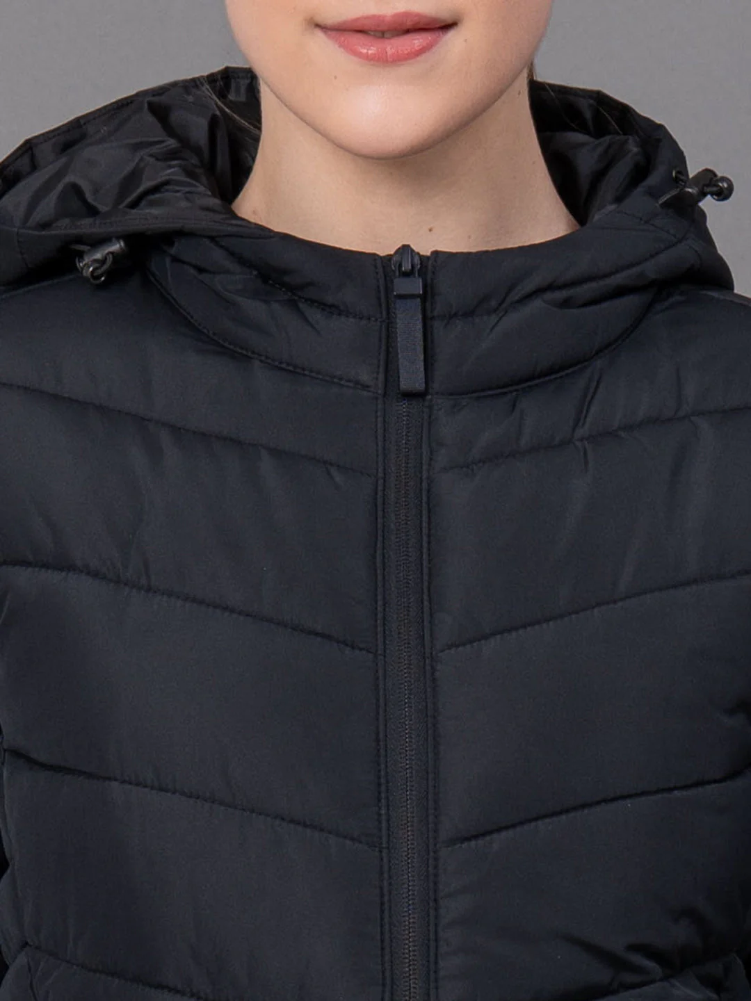 Black Polyester Solid Women's Padded Jacket - Image 4