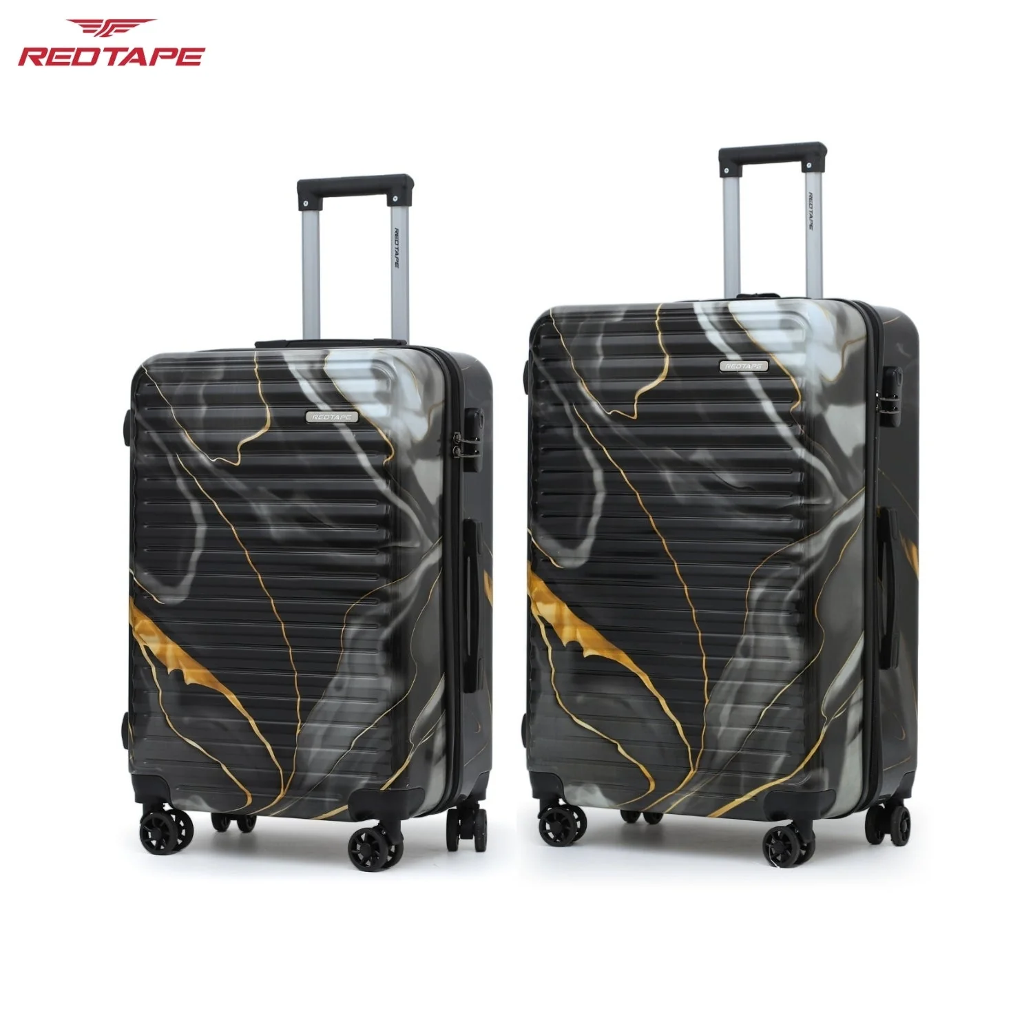 Black Print 8 Wheels Trolley Bag Set of 2 (Large + Medium) - Image 2