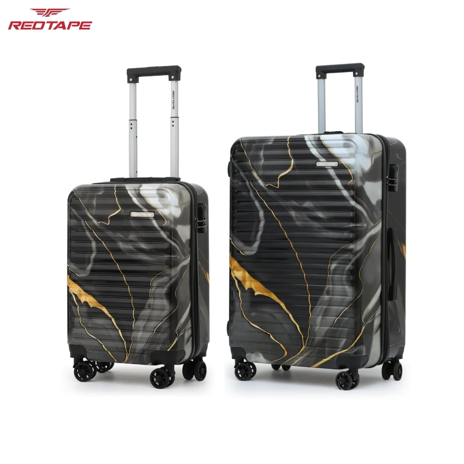 Black Print 8 Wheels Trolley Bag Set of 2 (Medium + Cabin) - Image 2