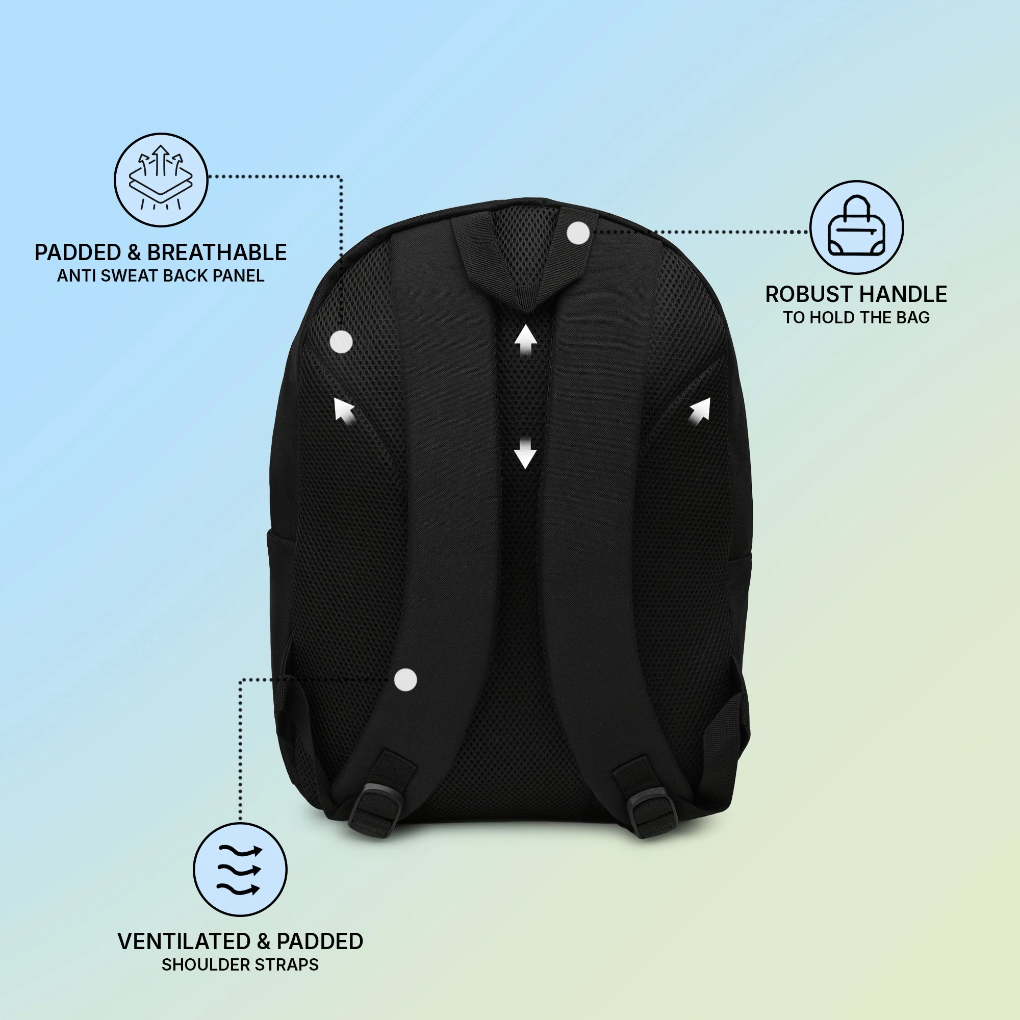 Black Red Unisex 23L Polyester Laptop Backpack - Image 3