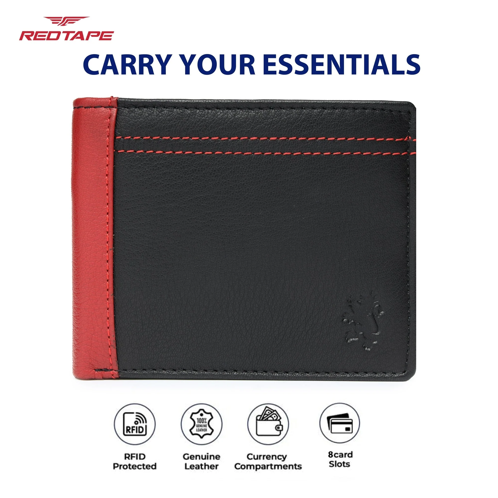 Black Red Genuine Leather RFID Wallet for Men - Image 4