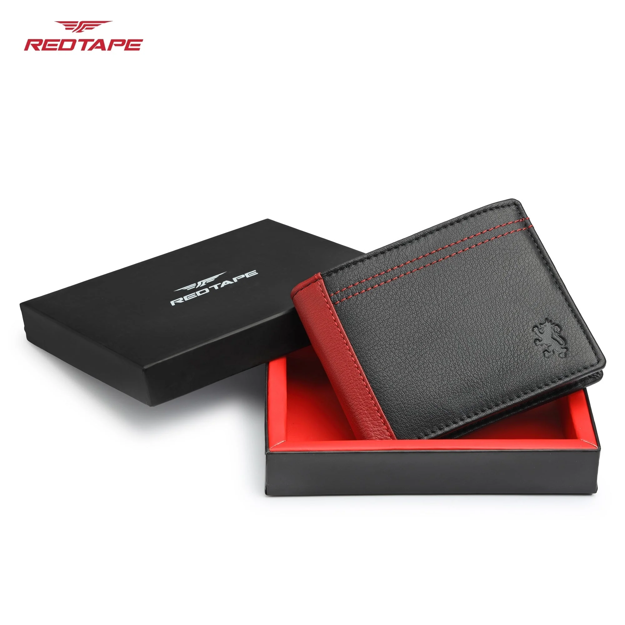 Black Red Genuine Leather RFID Wallet for Men - Image 7