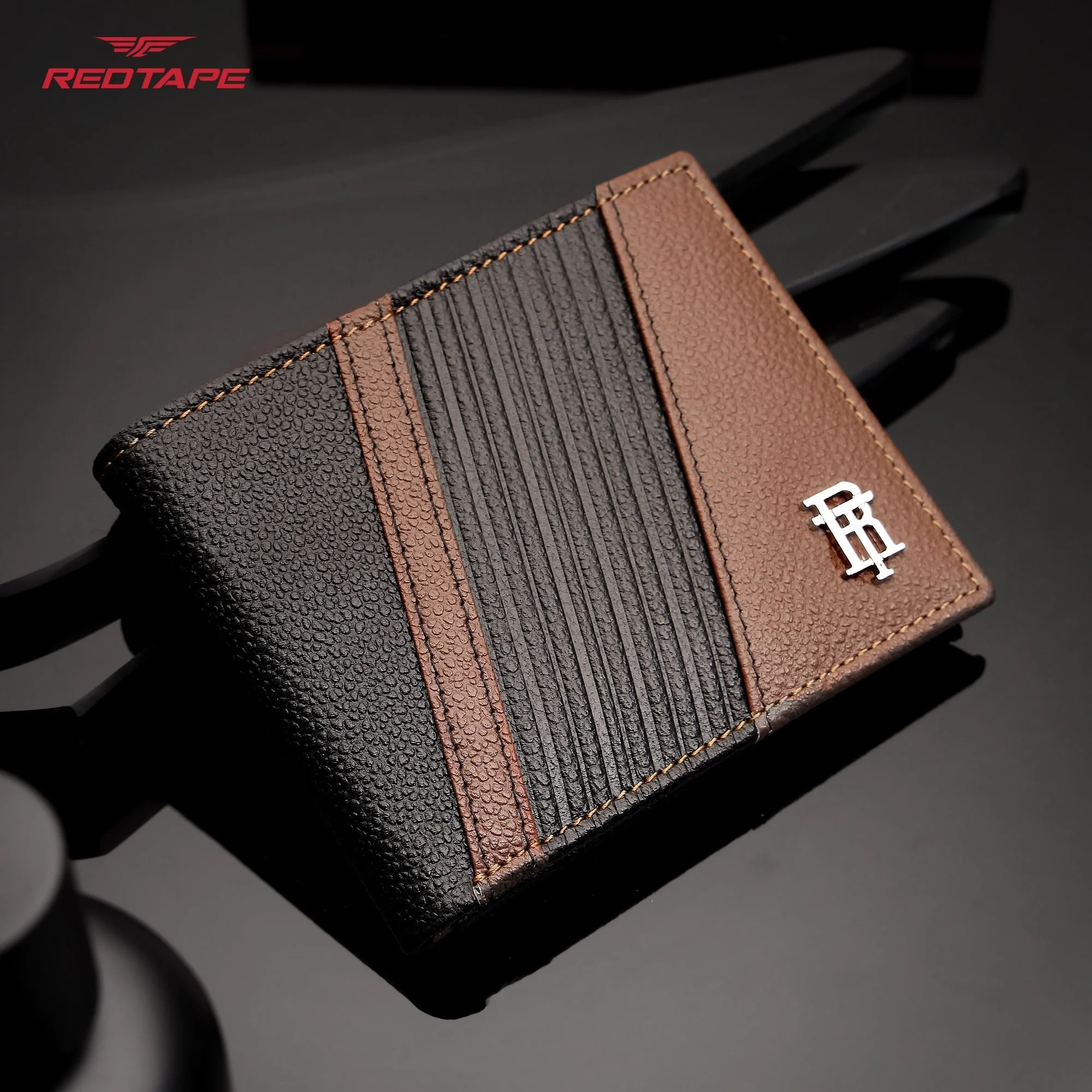 Black Tan Genuine Leather Wallet for Men - Image 3