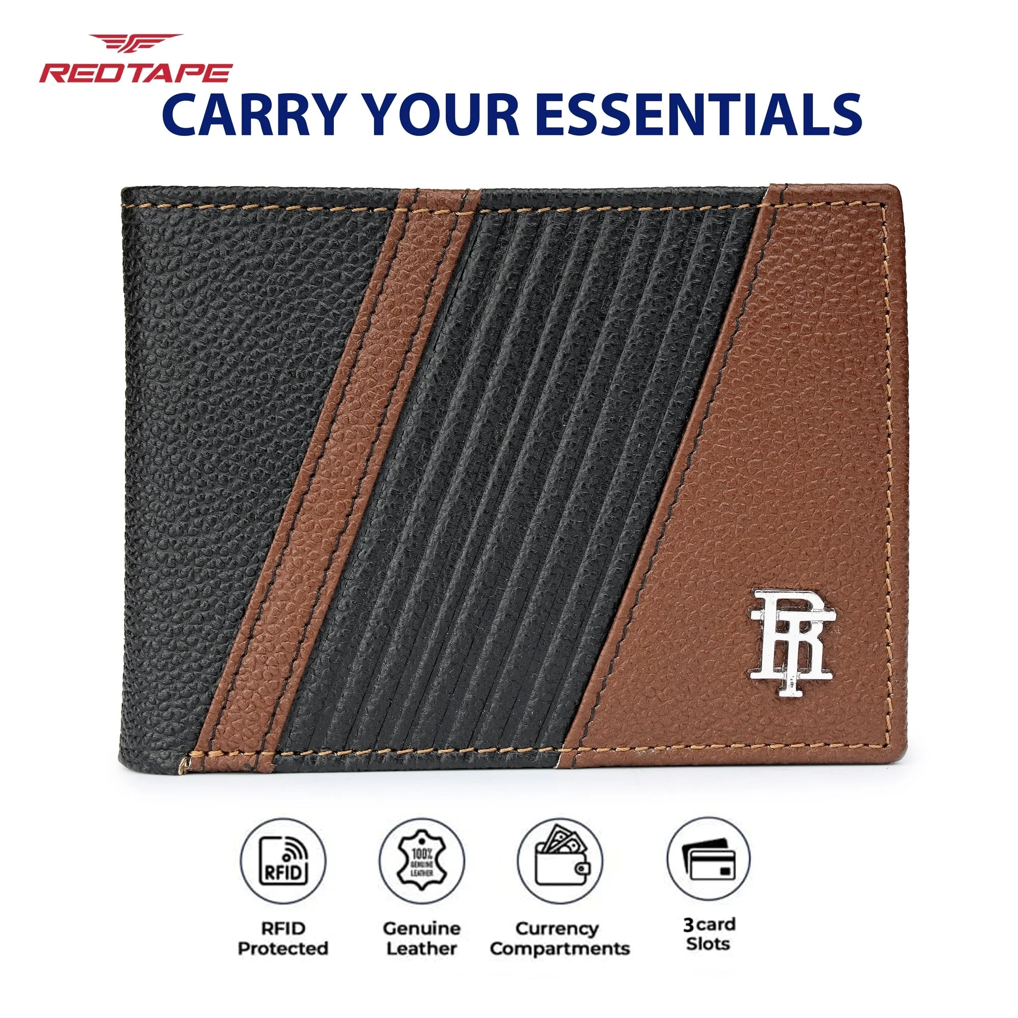 Black Tan Genuine Leather Wallet for Men - Image 4
