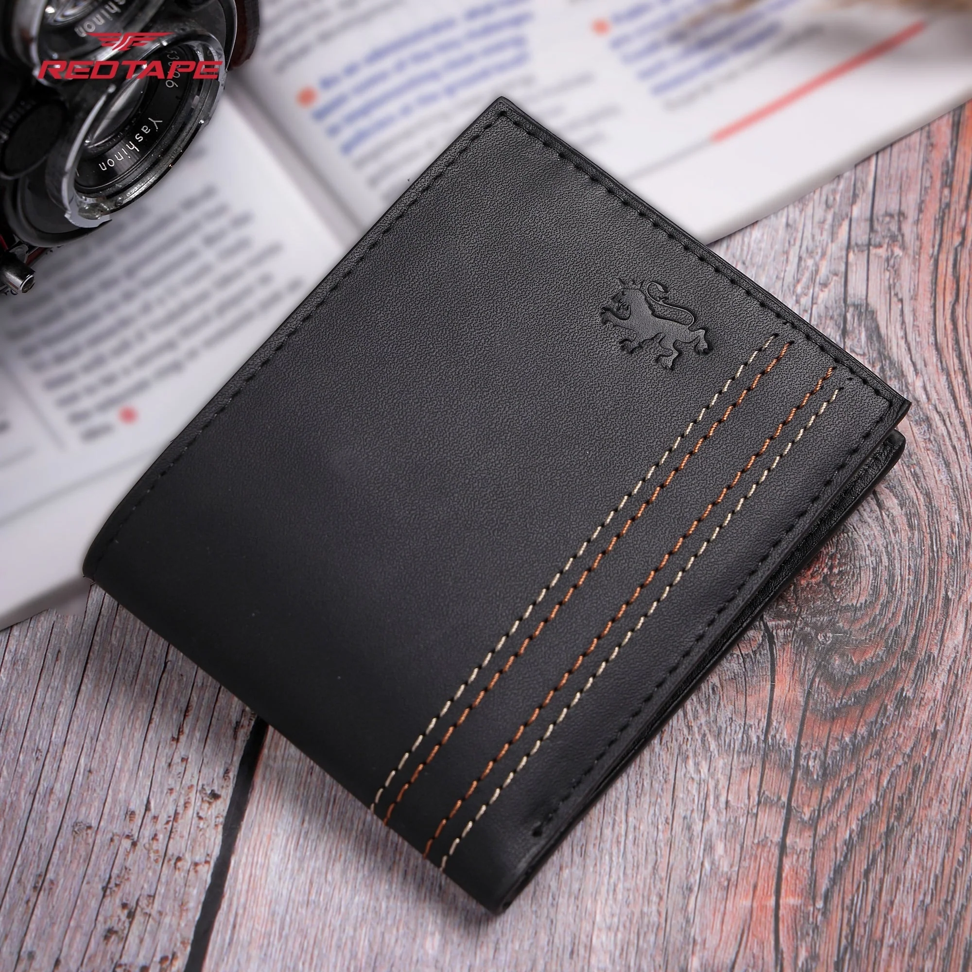 Black Tan Genuine Leather Wallet for Men - Image 3