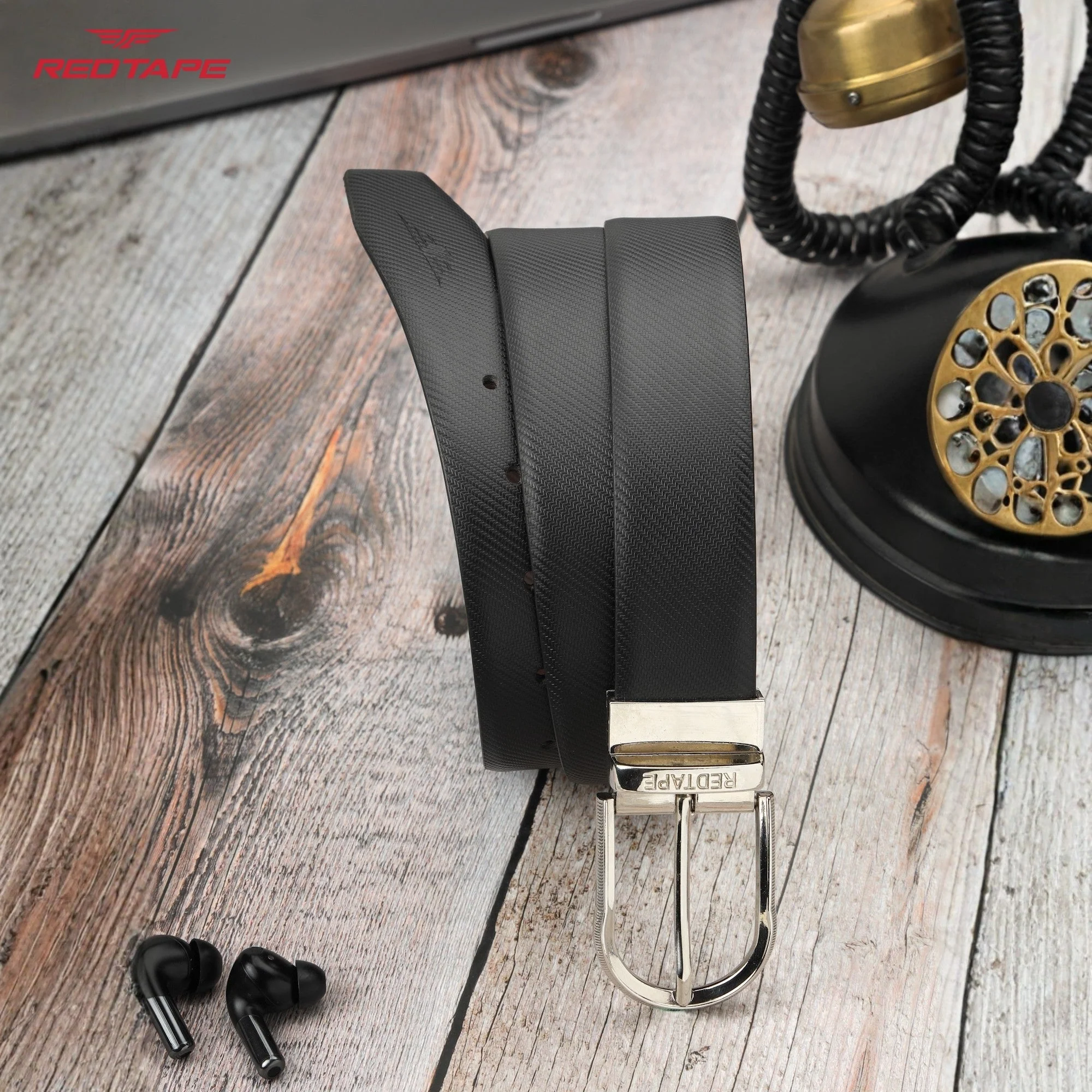 Black & Brown Genuine Leather Belt for Men - Image 2