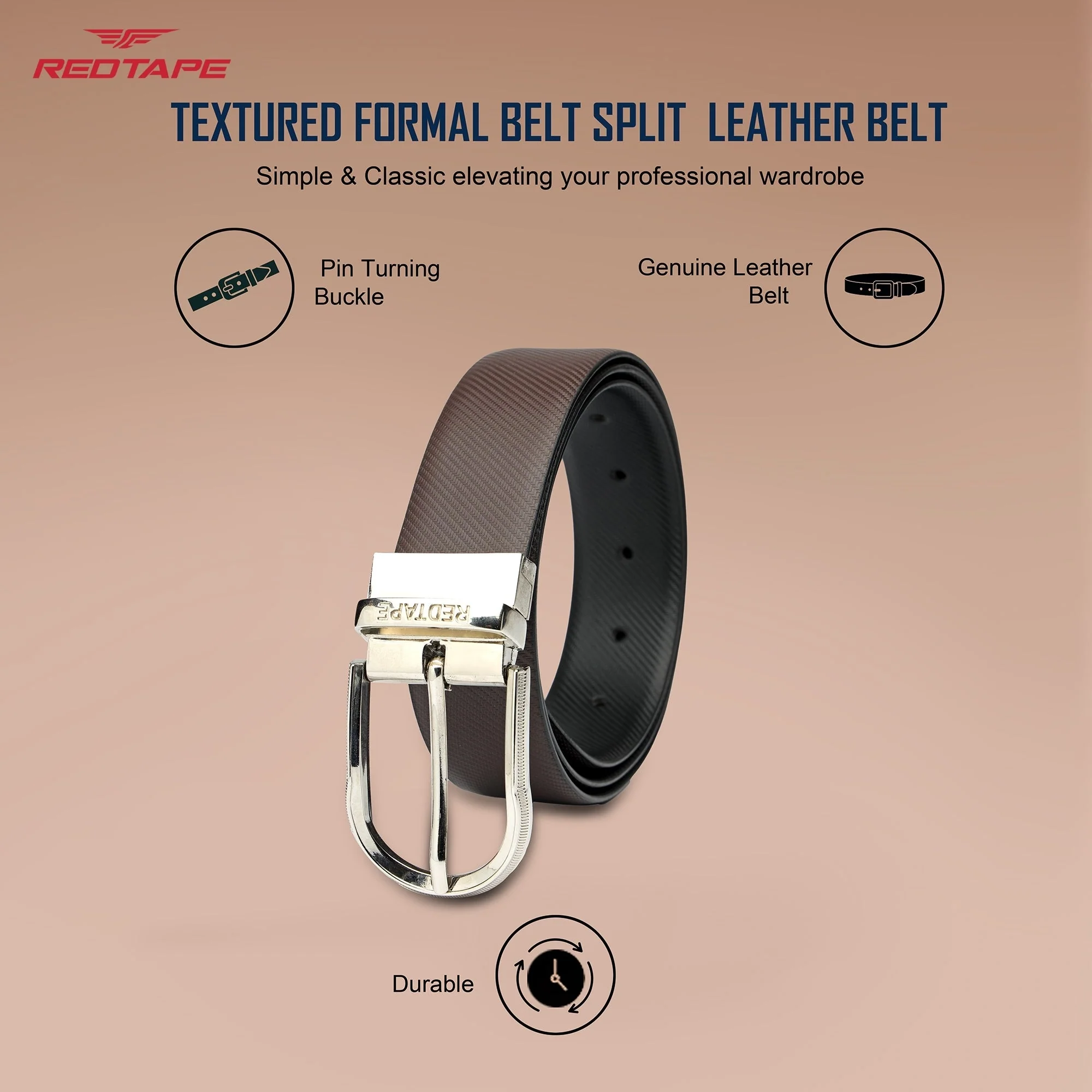 Black & Brown Genuine Leather Belt for Men - Image 3
