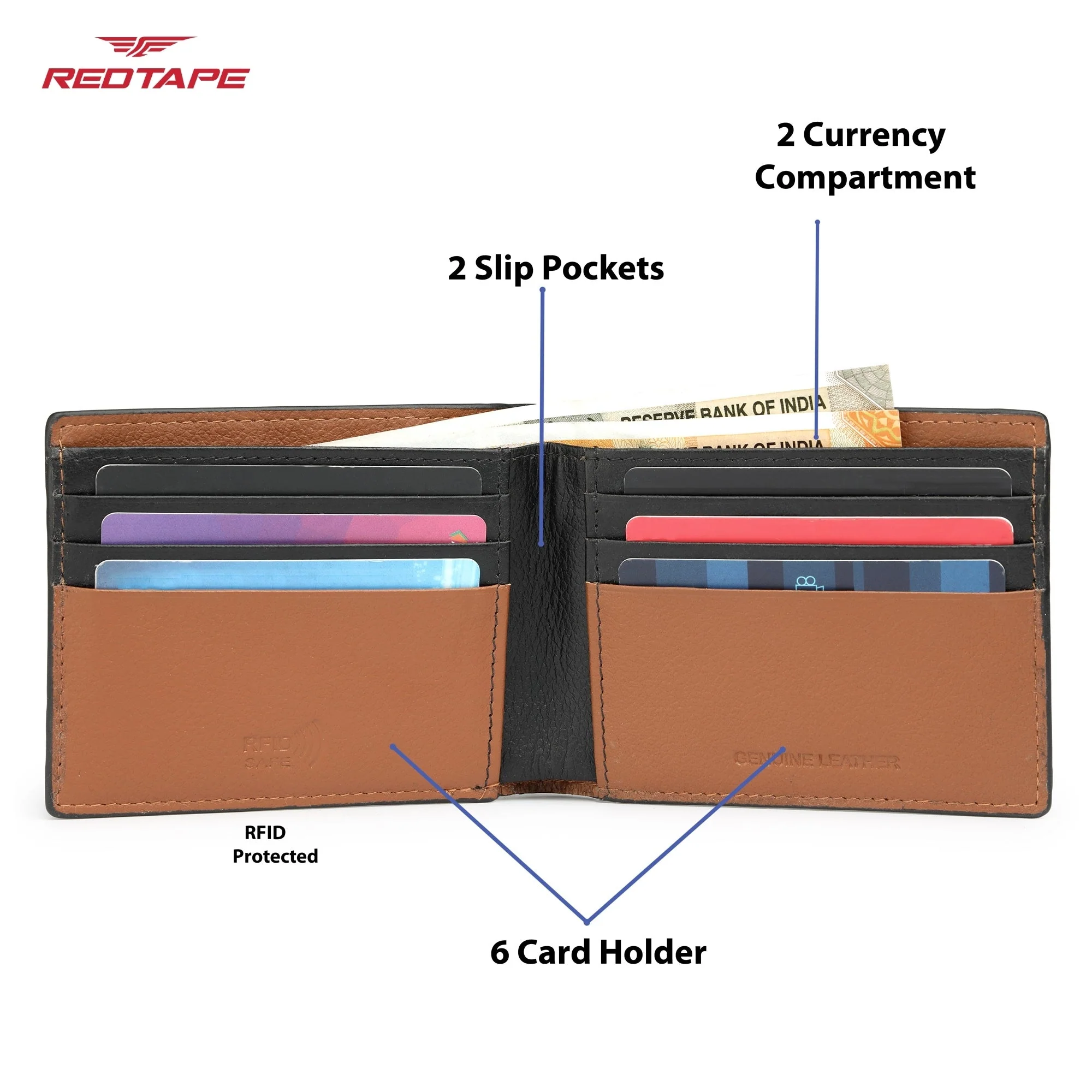Black Brown Genuine Leather Wallet for Men - Image 5