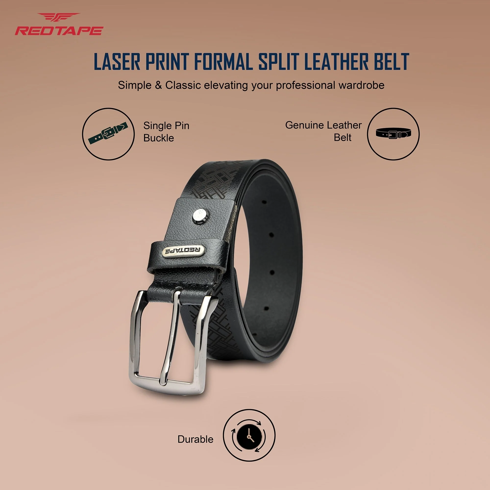 Black Genuine Leather Belt for Men - Image 3