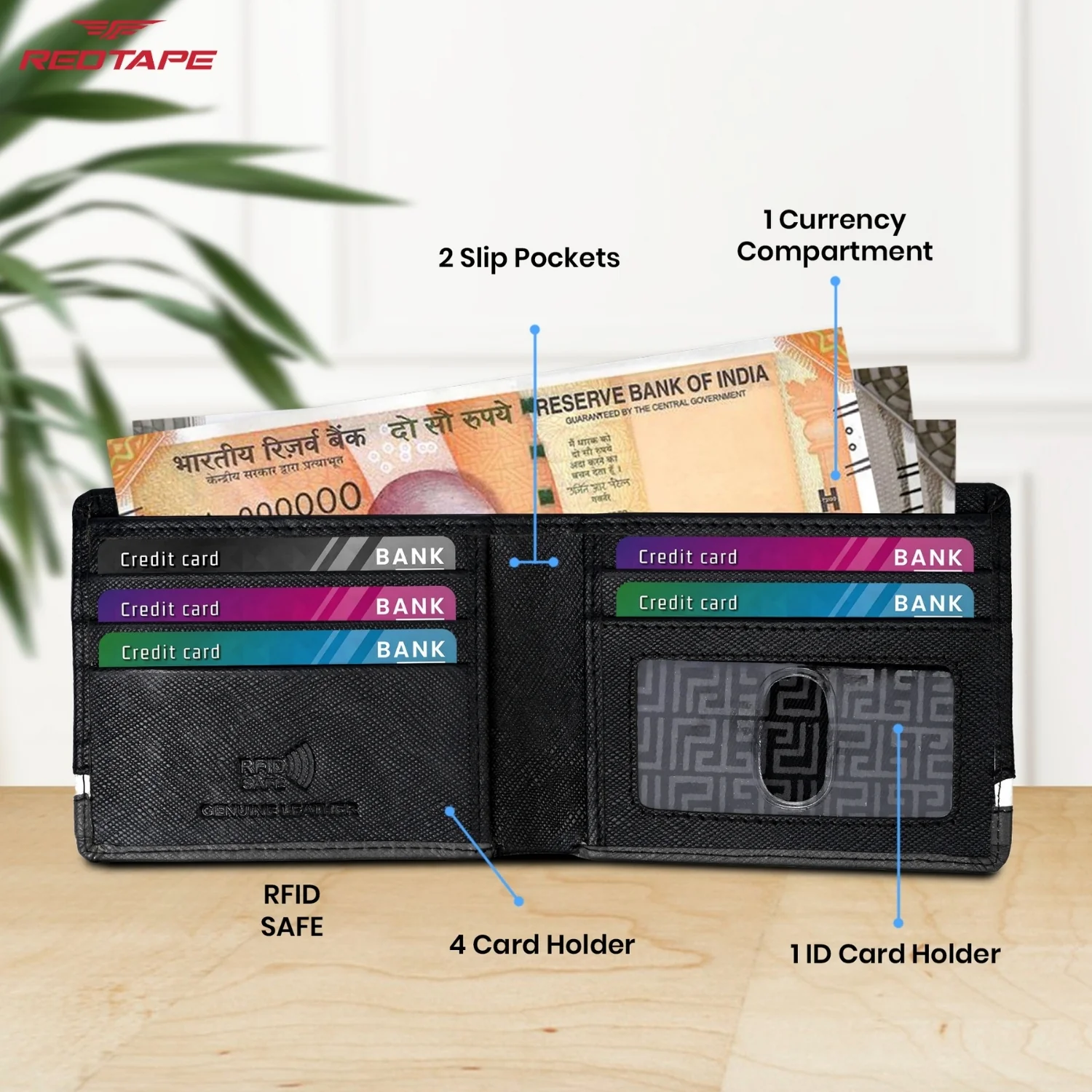Black Mens Leather Wallet - Image 5