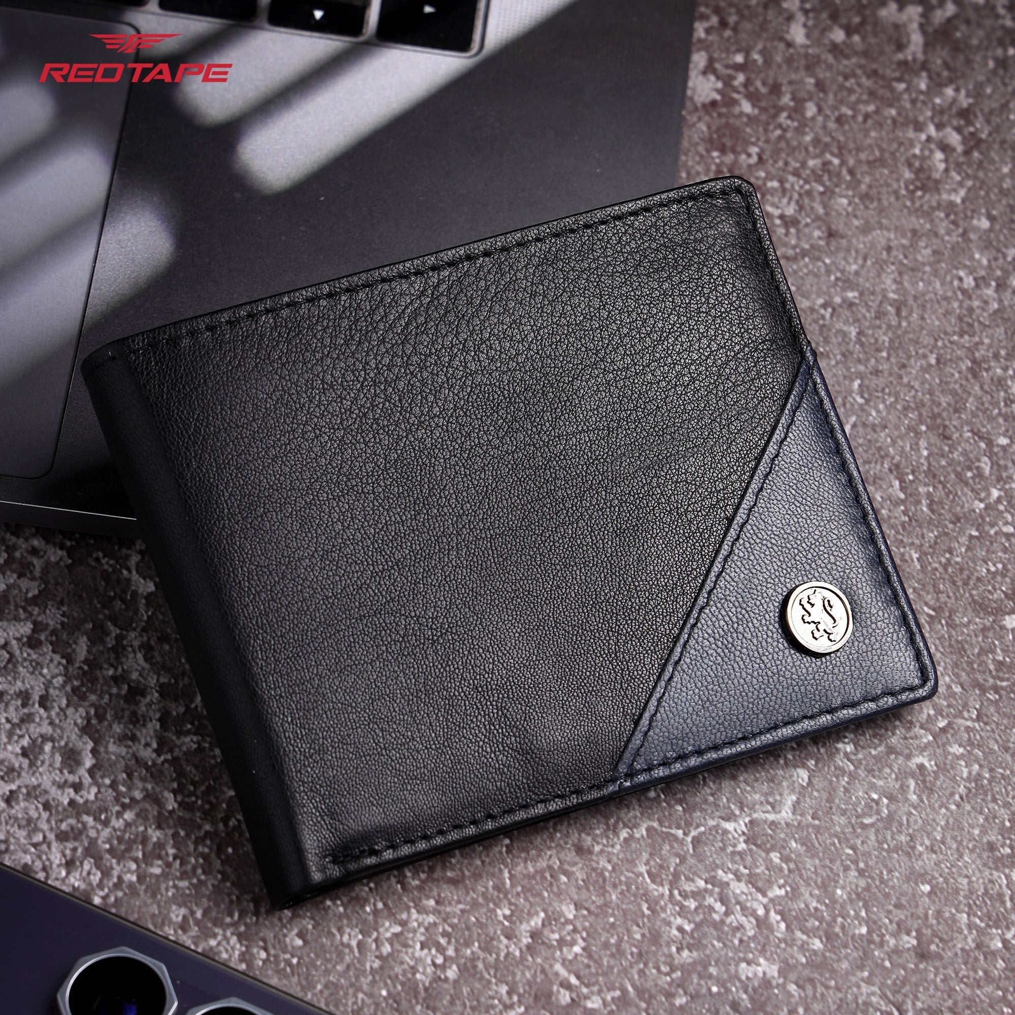 Black Navy Men's Leather Wallet - Image 4