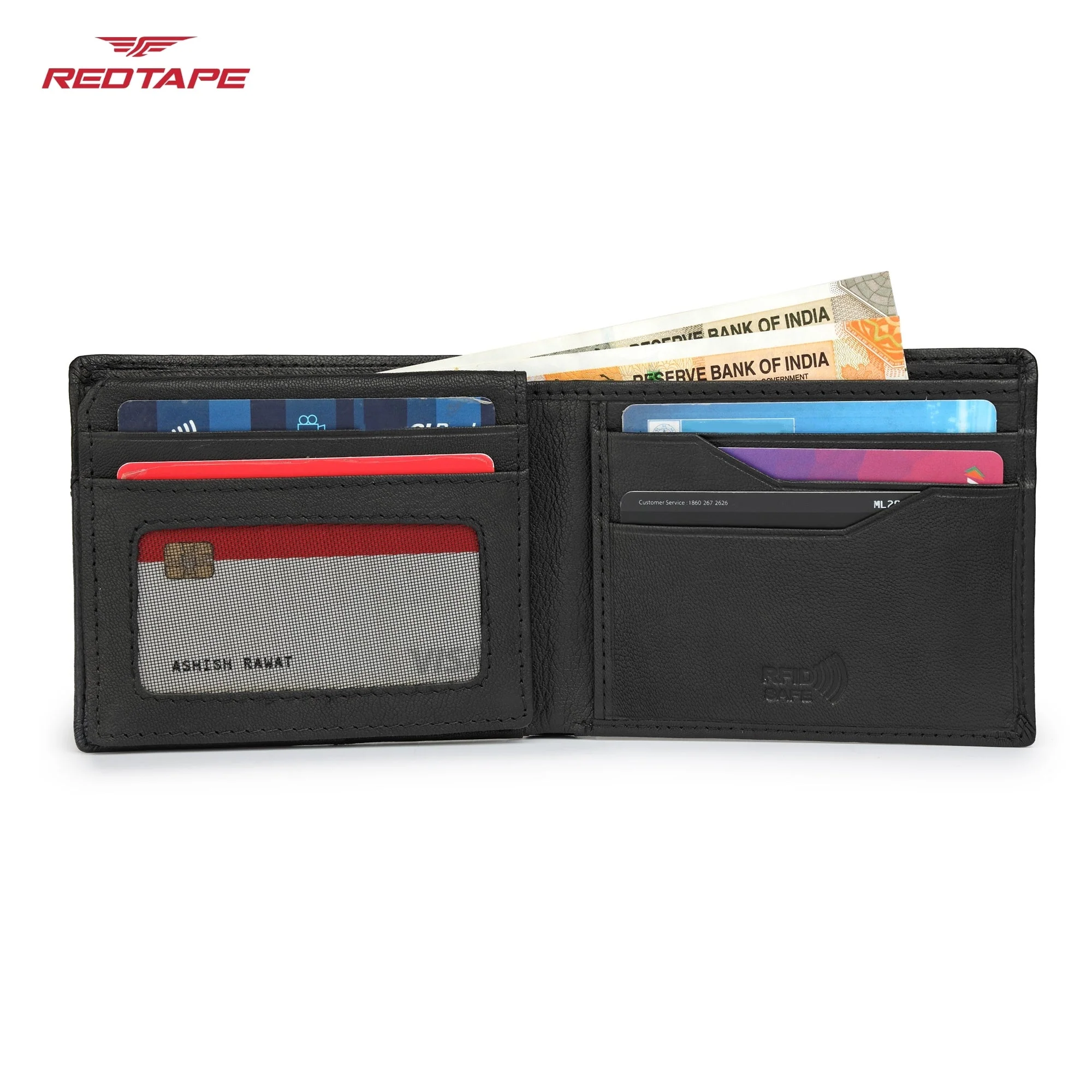 Black Navy Men's Leather Wallet - Image 7