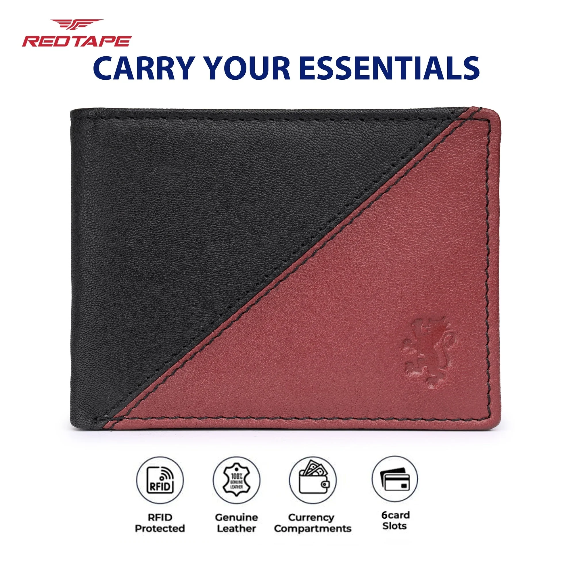 Black Red Genuine Leather Wallet for Men - Image 4