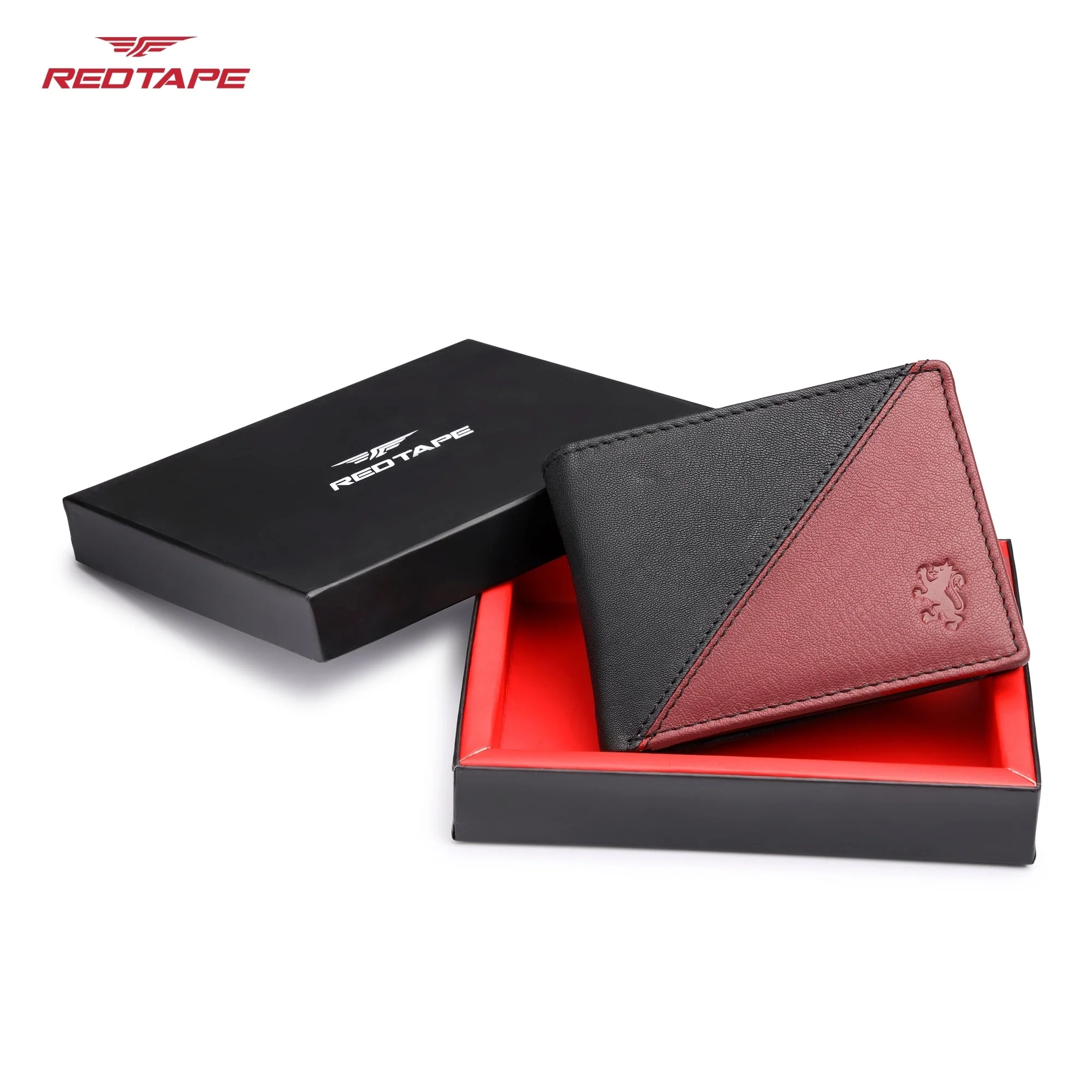 Black Red Genuine Leather Wallet for Men - Image 8