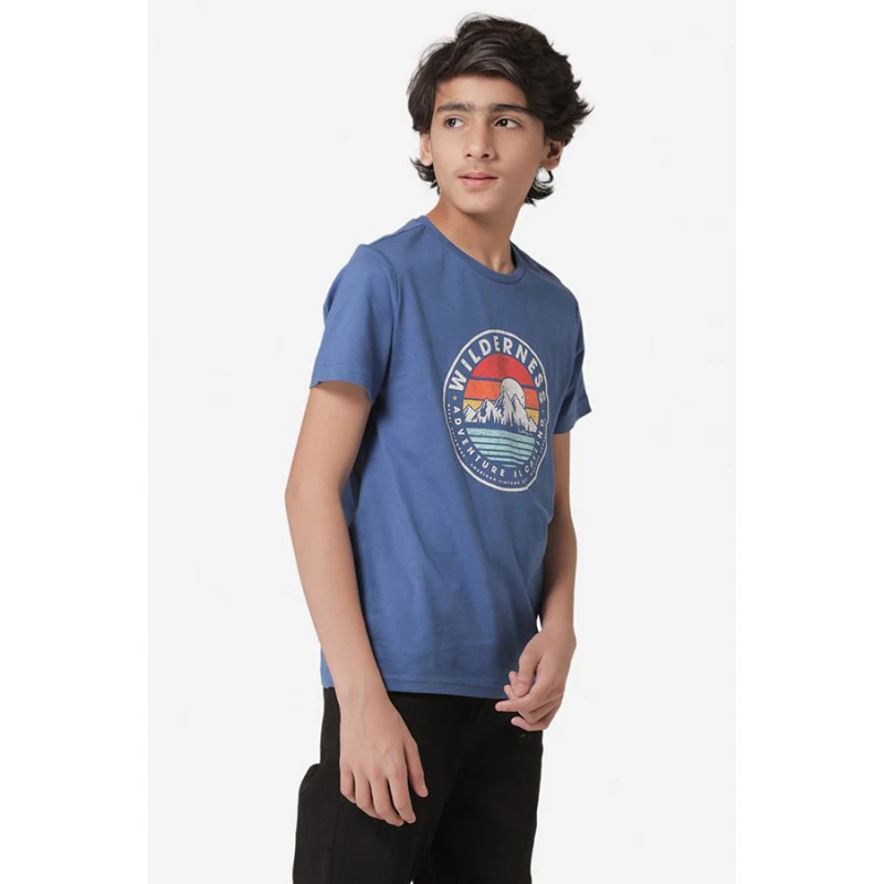 Boy's Blue Round Neck T-Shirt - Image 2