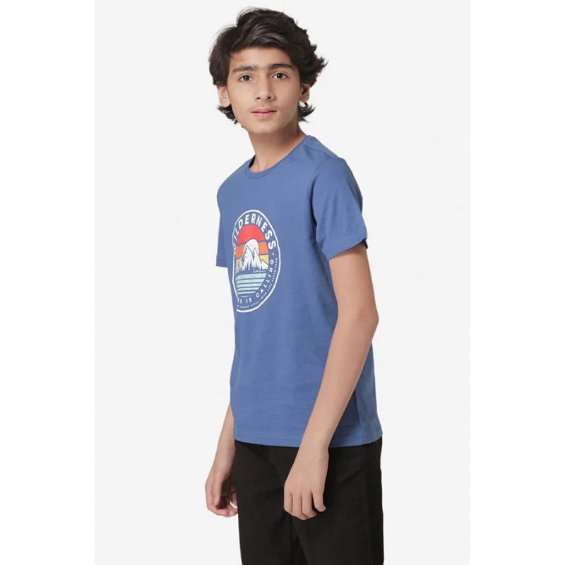 Boy's Blue Round Neck T-Shirt - Image 3