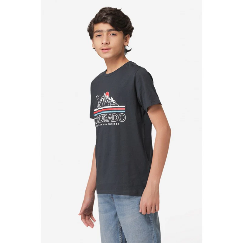 Boy's Midnight blue Round Neck T-Shirt - Image 2