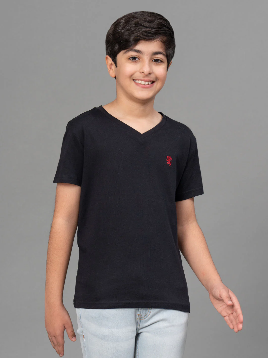 Boys Black Solid Pure Cotton T-Shirt - Image 2