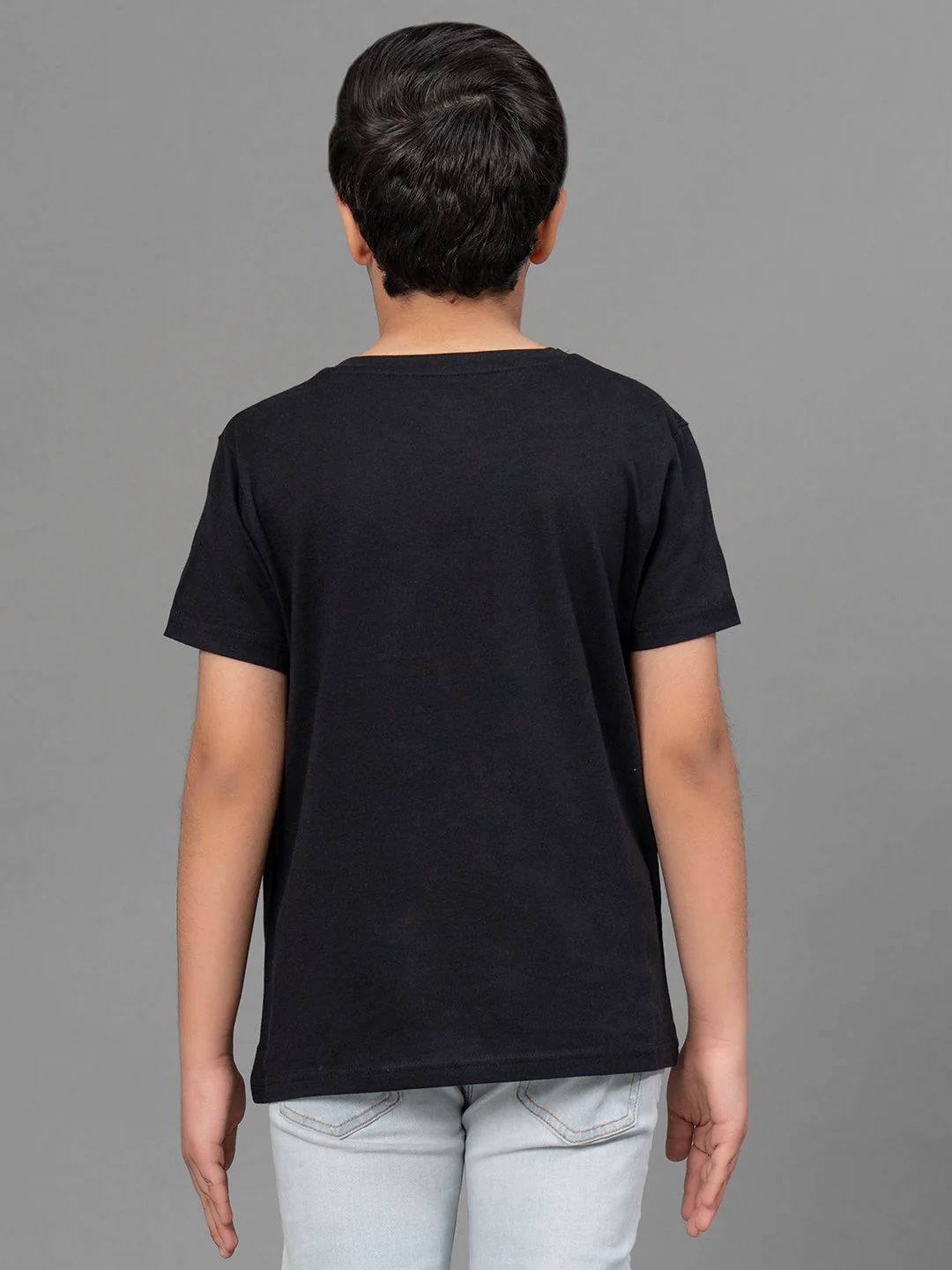 Boys Black Solid Pure Cotton T-Shirt - Image 3