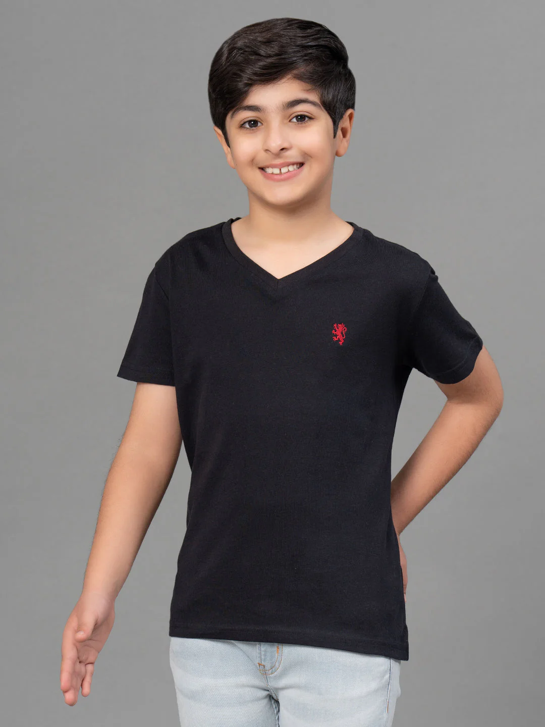 Boys Black Solid Pure Cotton T-Shirt - Image 6