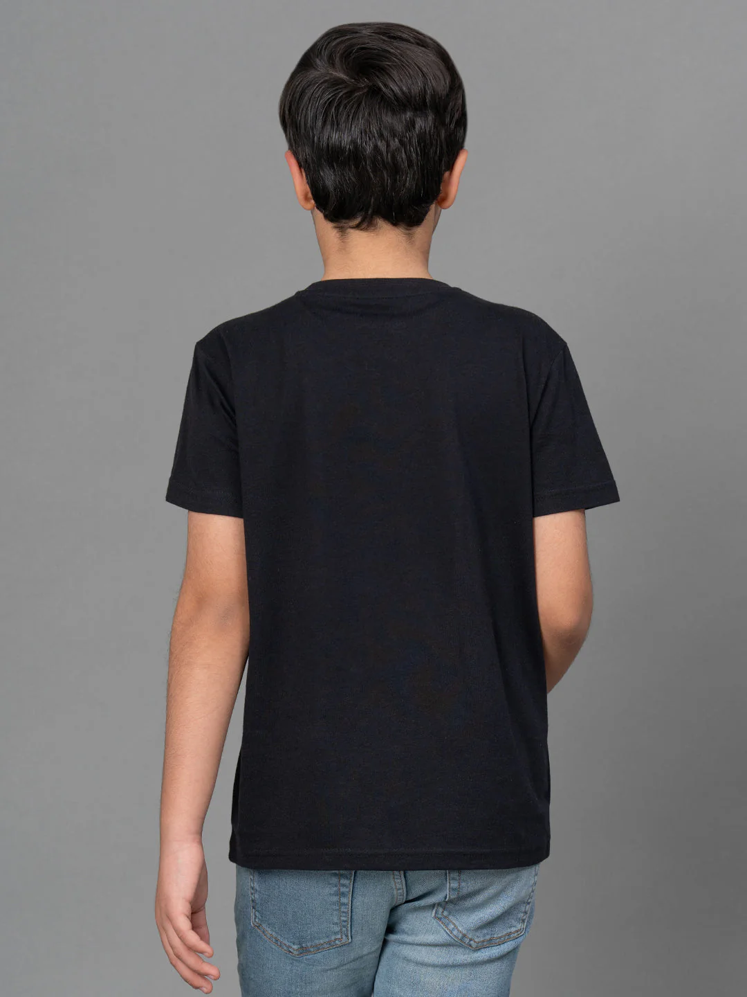 Boys Black Solid Pure Cotton T-Shirt - Image 3