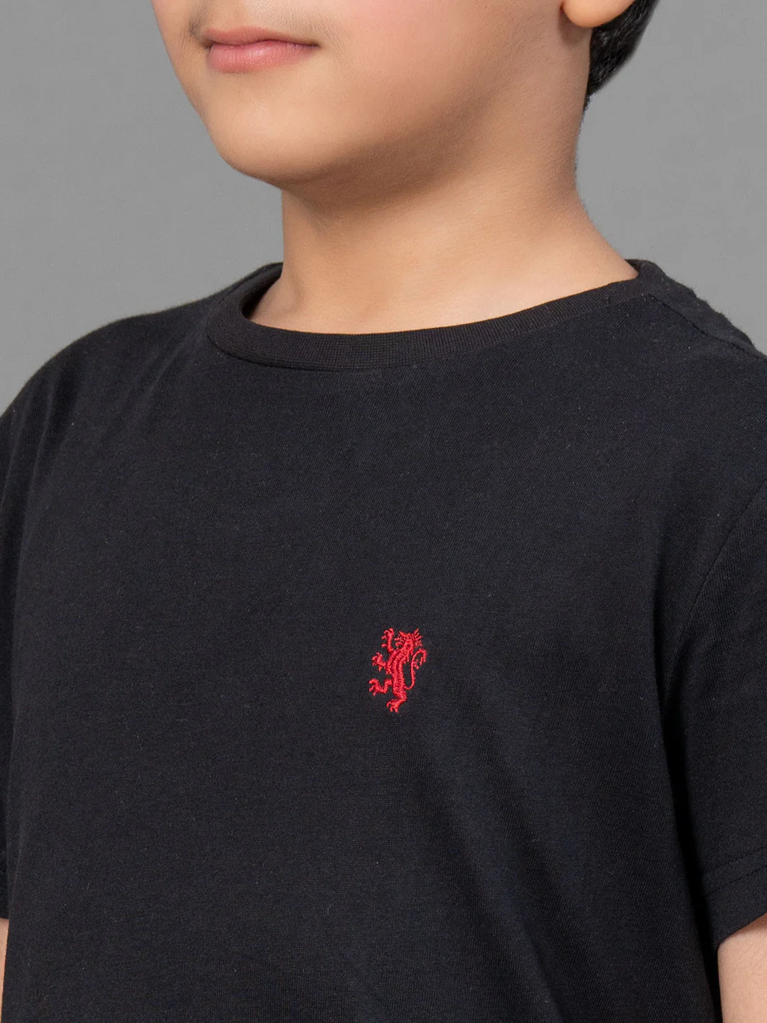 Boys Black Solid Pure Cotton T-Shirt - Image 4