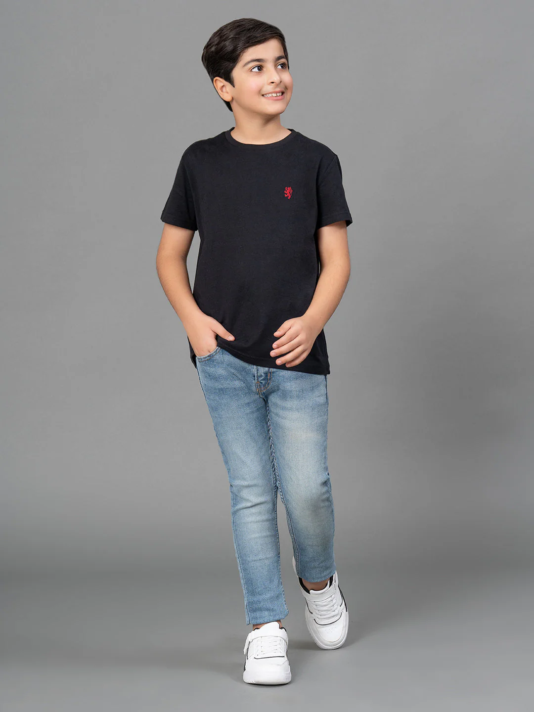 Boys Black Solid Pure Cotton T-Shirt - Image 5