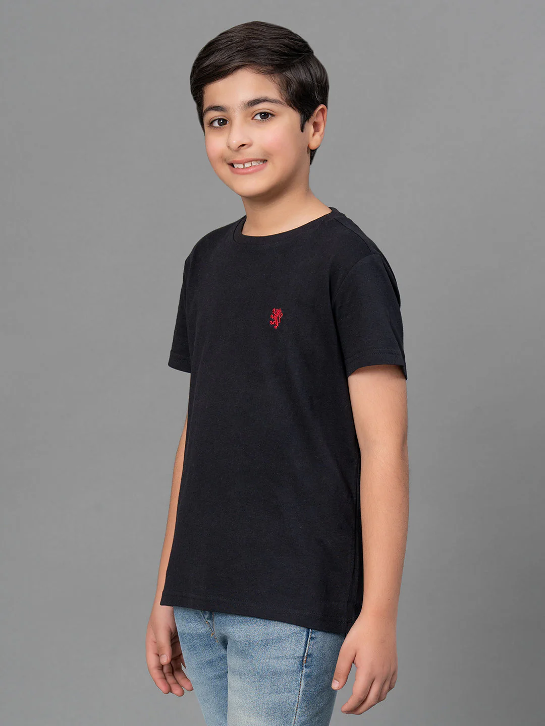 Boys Black Solid Pure Cotton T-Shirt - Image 6