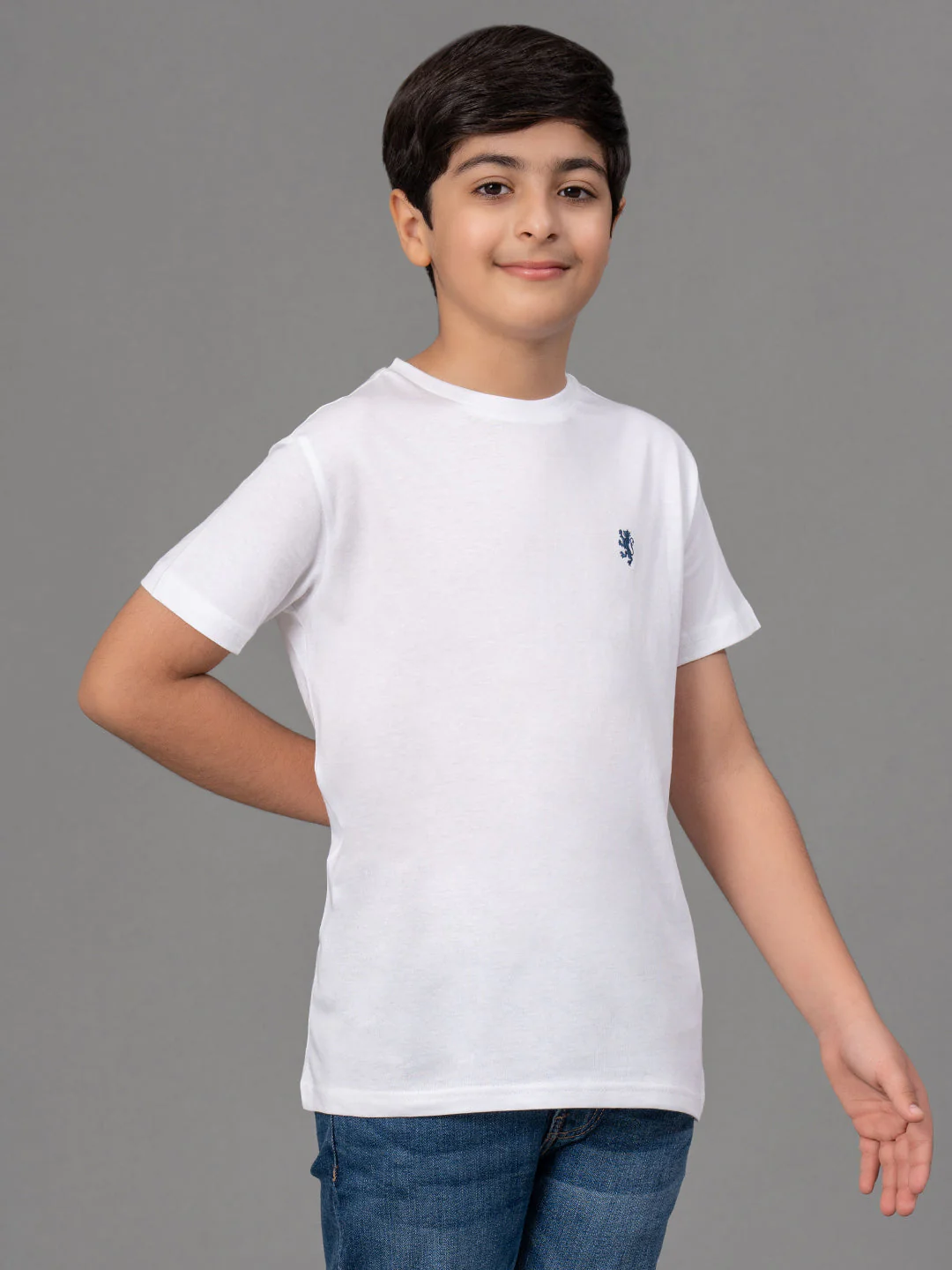Boys White Solid Pure Cotton T-Shirt - Image 2