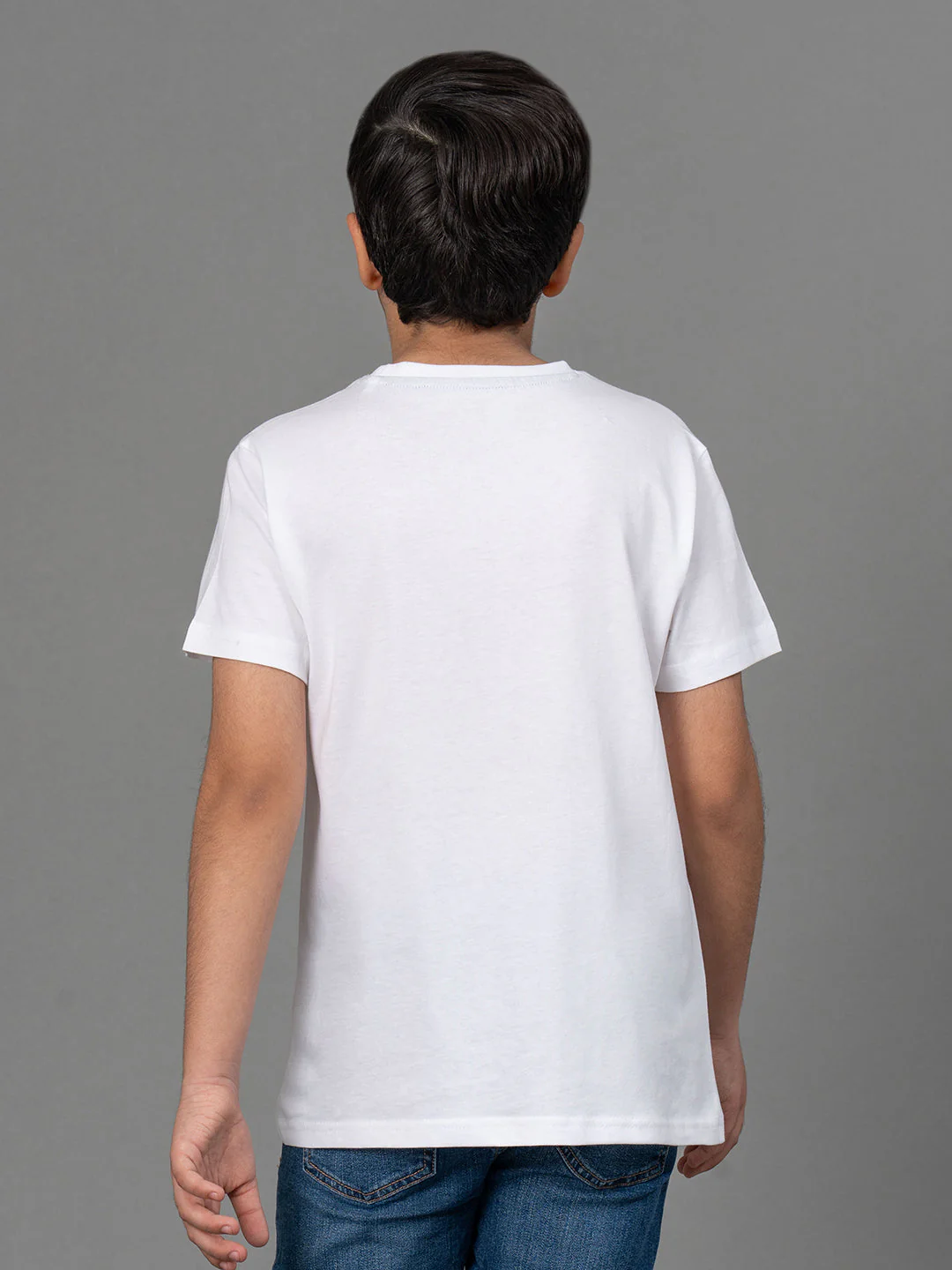 Boys White Solid Pure Cotton T-Shirt - Image 3