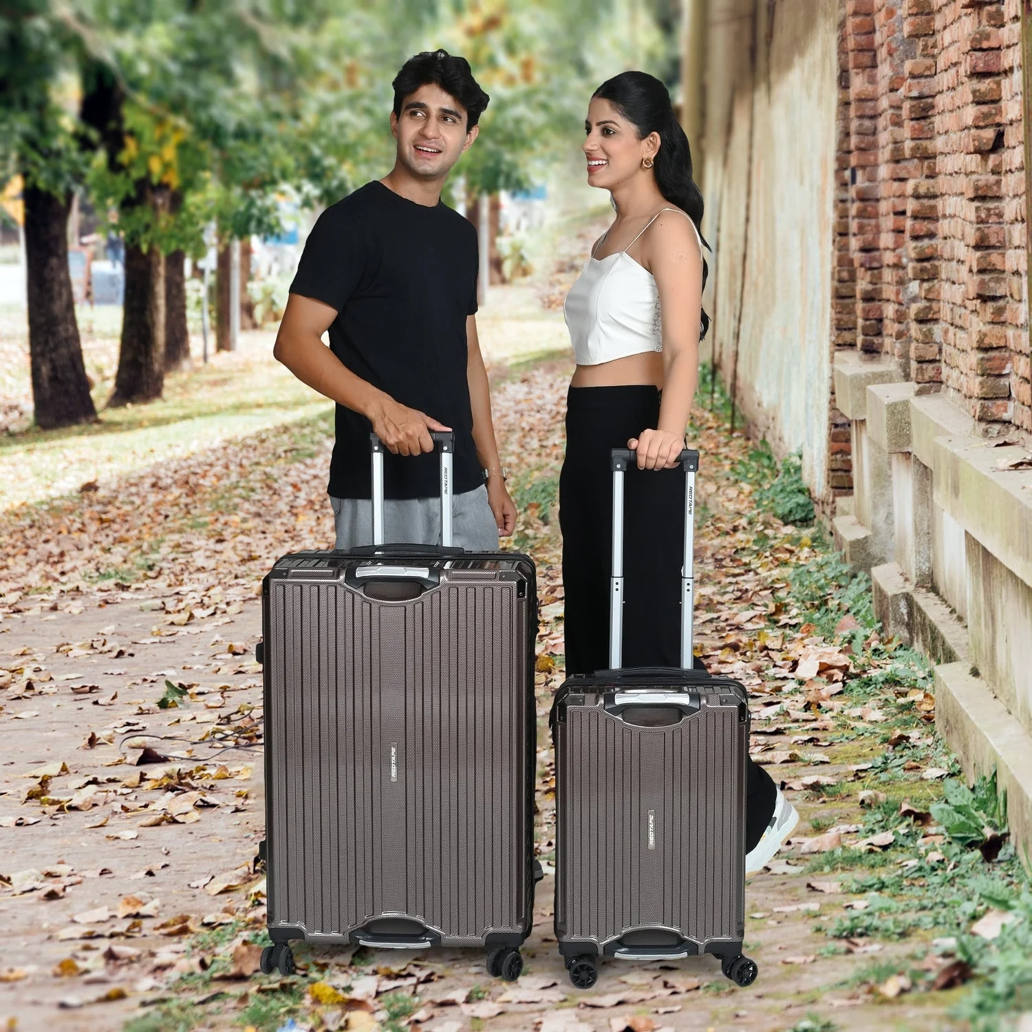 Brown 8 Wheels Trolley Bag Set of 2 (Large + Cabin) - Image 8