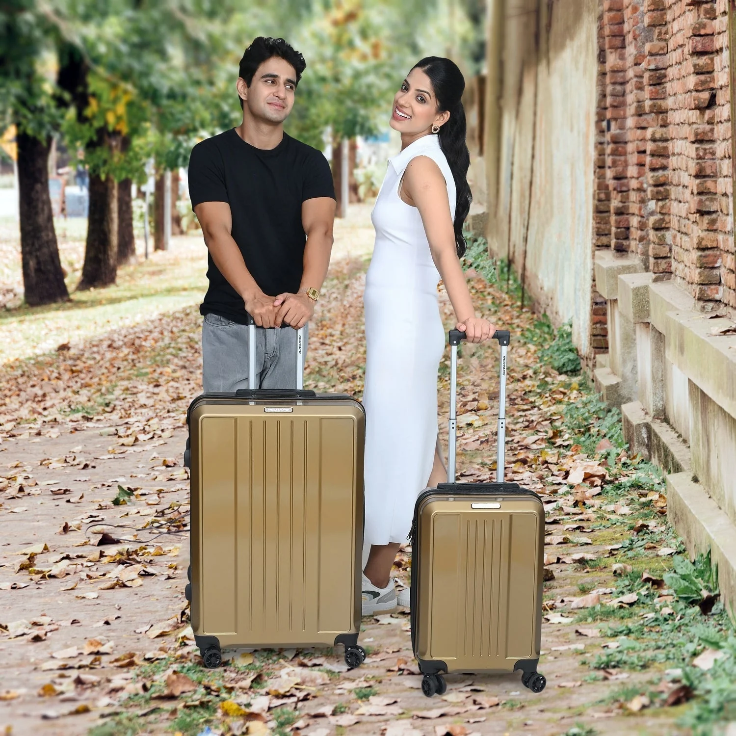 Brown 8 Wheels Trolley Bag Set of 2 (Large + Cabin) - Image 8