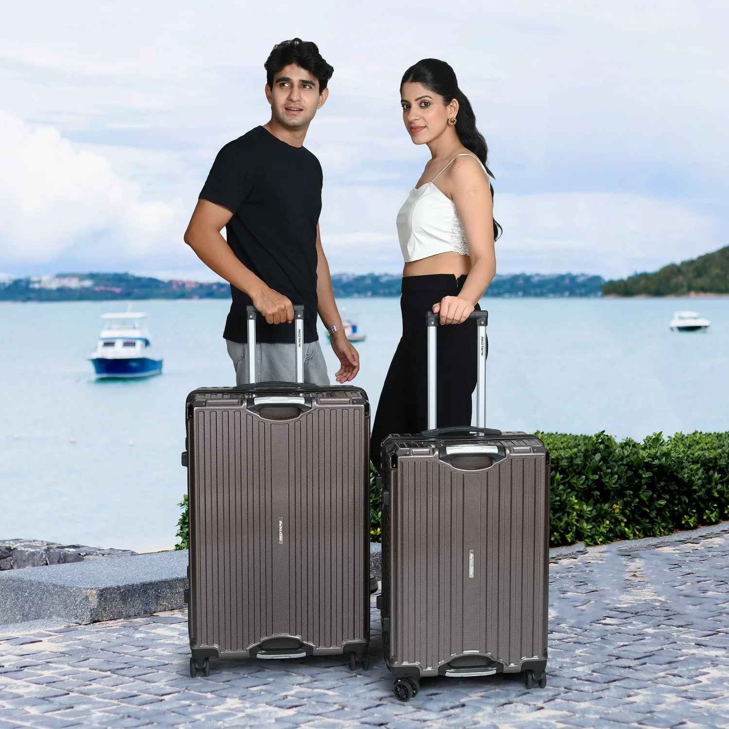 Brown 8 Wheels Trolley Bag Set of 2 (Large + Medium) - Image 8