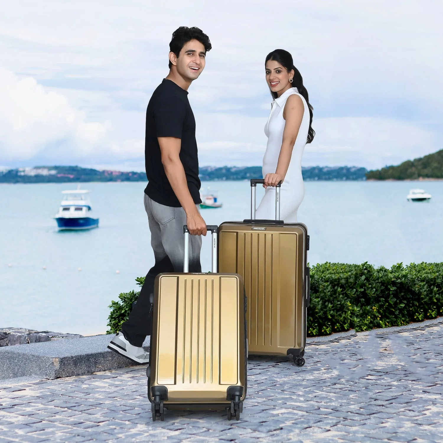 Brown 8 Wheels Trolley Bag Set of 2 (Large + Medium) - Image 8