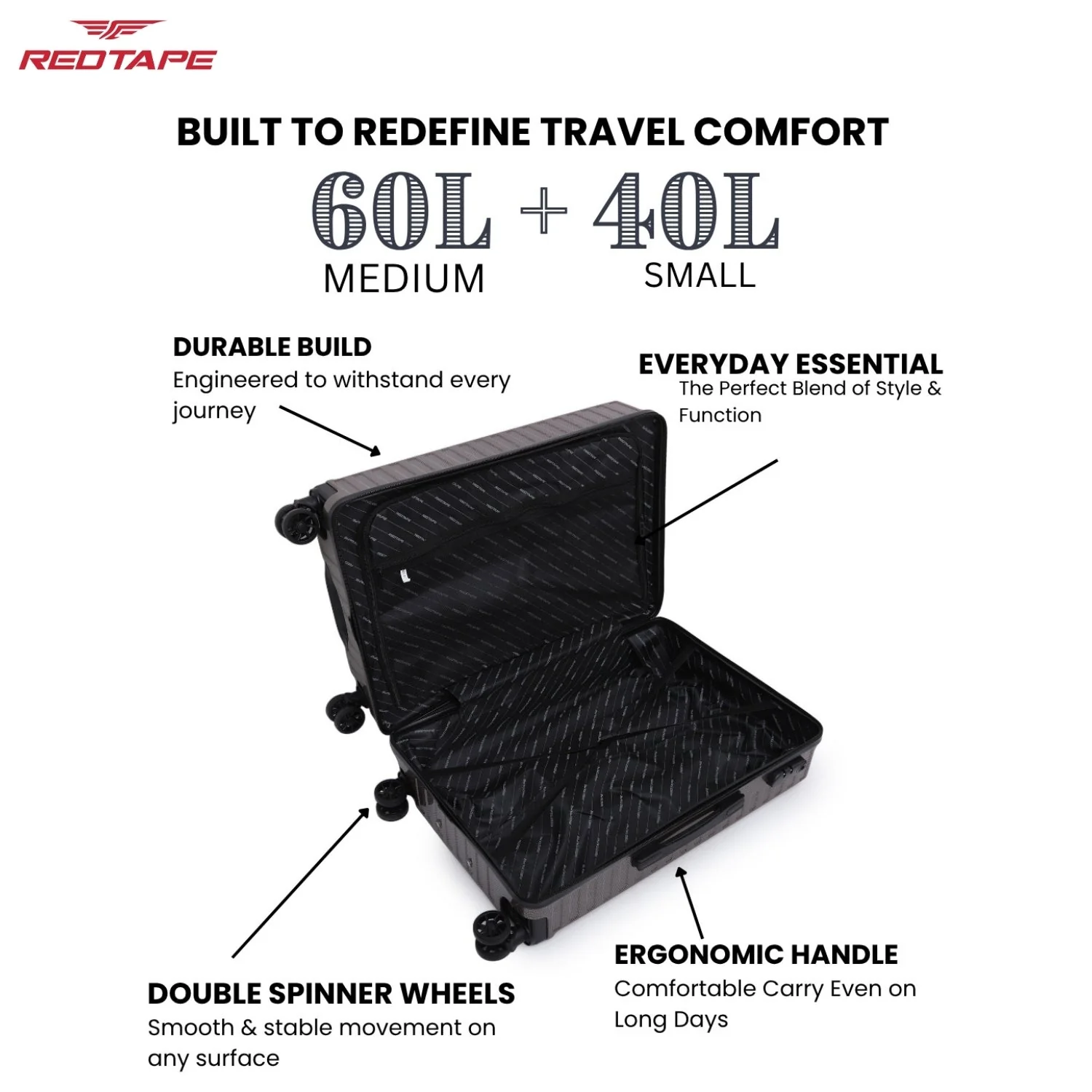 Brown 8 Wheels Trolley Bag Set of 2 (Medium + Cabin) - Image 4