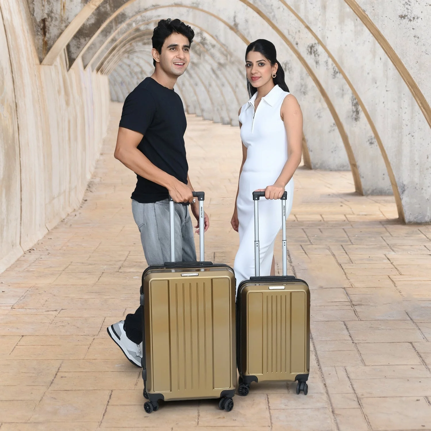 Brown 8 Wheels Trolley Bag Set of 2 (Medium + Cabin) - Image 8