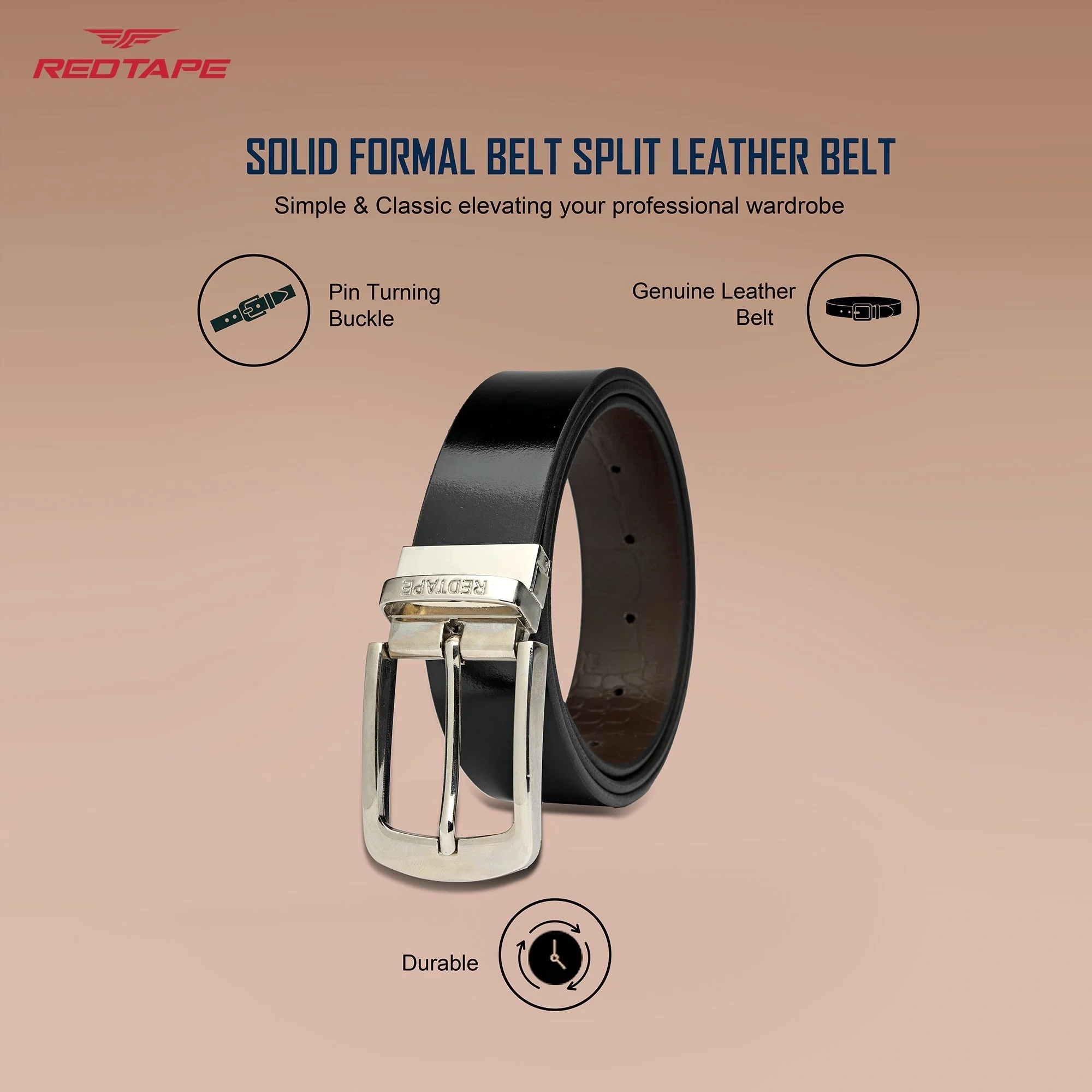 Brown & Black Genuine Leather Belt for Men - Image 3