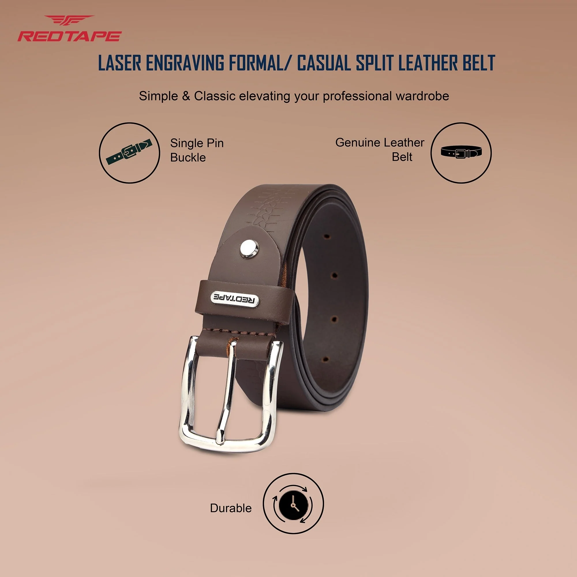 Brown Genuine Leather Belt for Men - Image 3